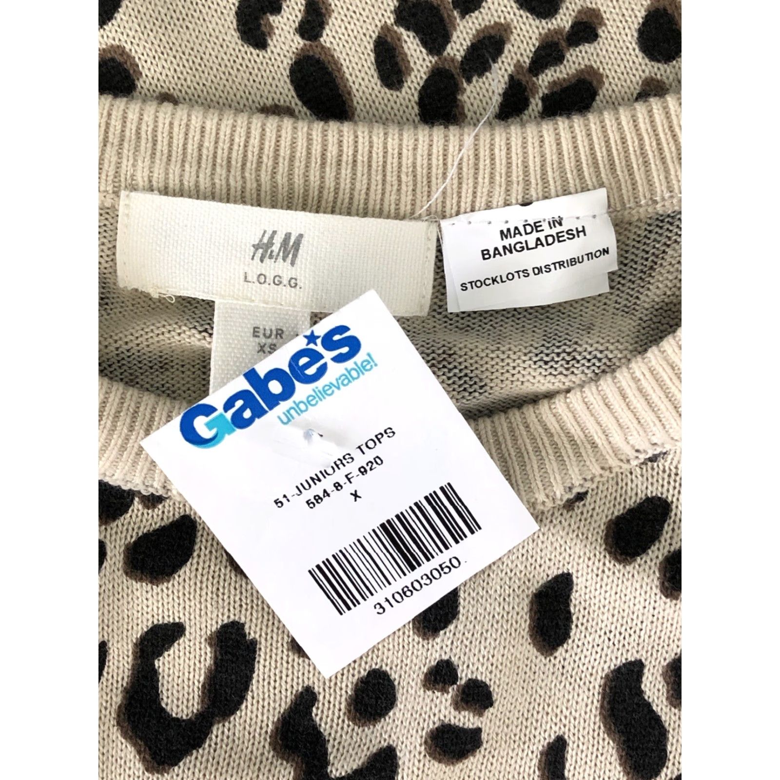 H&M NWT H&M Knit Sweater Top XS Tan Leopard Round Neck Long Sleeve Rolled Cuffs 90s Womens Size XS / US 0-2 / IT 36-38 - 4 Thumbnail