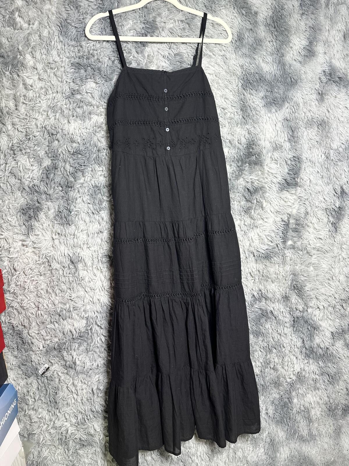 Other Black Spaghetti Strap Maxi Dress with Lace Detailing Size ONE SIZE - 1 Thumbnail