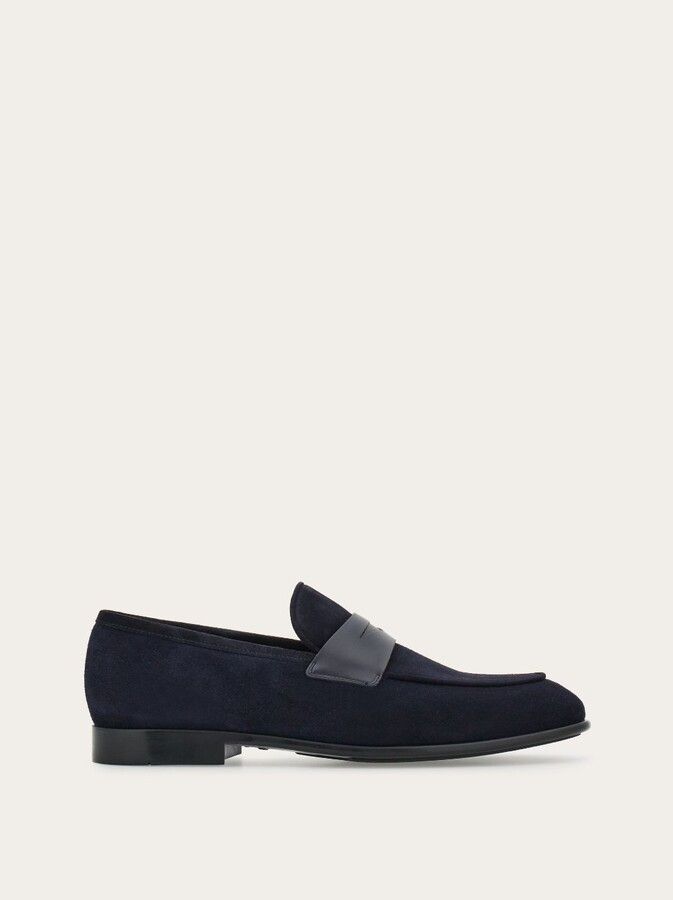 Salvatore Ferragamo o1s1rm0924 Suede Penny Loafers in Navy Blue Size US 11.5 / EU 44-45 - 1 Thumbnail