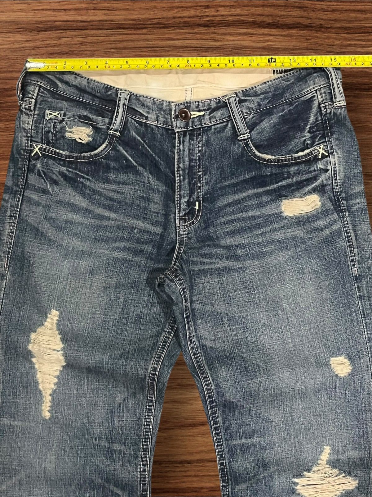 Japanese Brand ⚡️Insane⚡️Japanese Brand Brappers Union Made Distressed Jeans Size US 28 / EU 44 - 11 Thumbnail