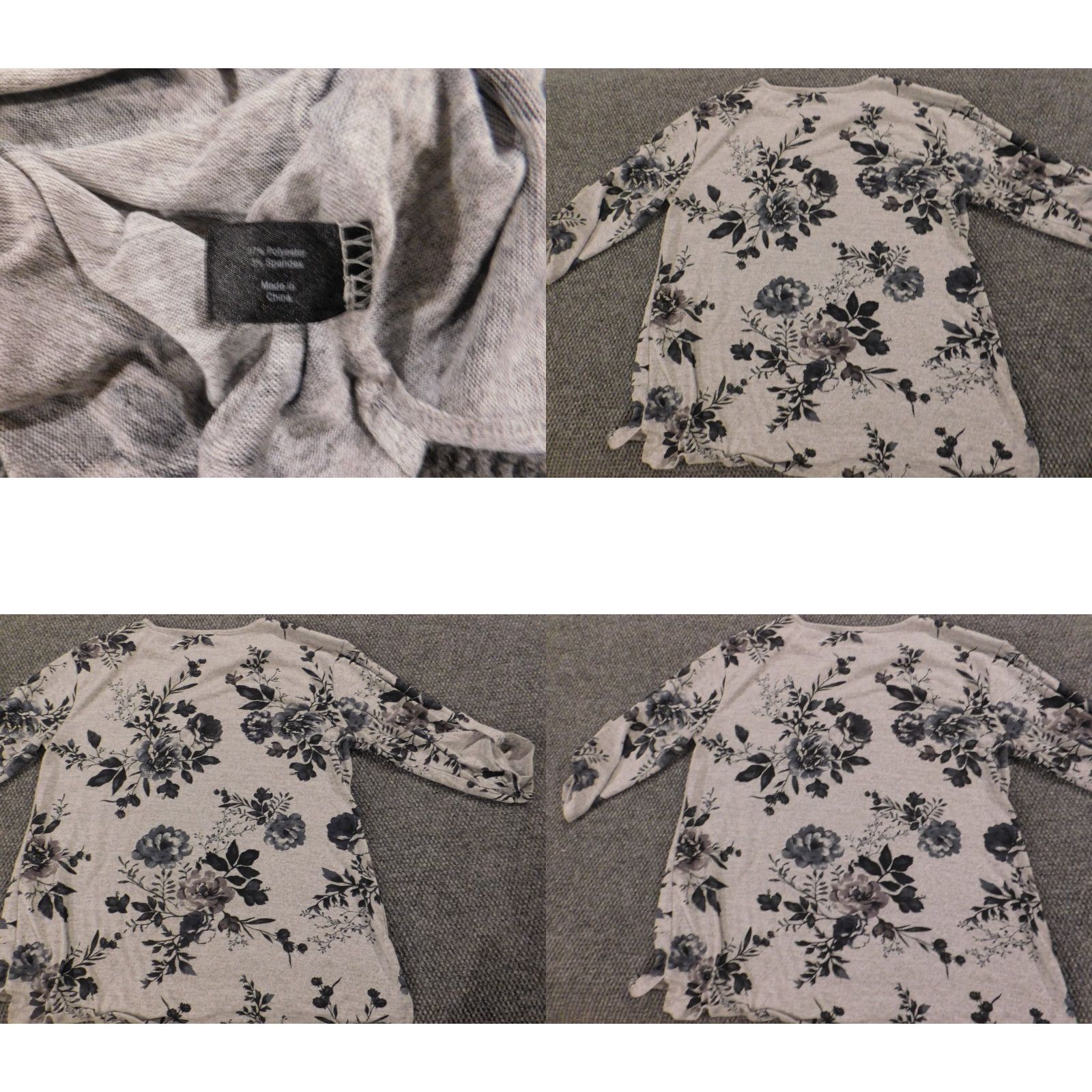 Vintage Lane Bryant Blouse Shirt Womens 14 Gray Floral Knit Pleated Long Sleeve Collared Pullover Casual Regular Size 14 Womens Gray Size XL / US 12-14 / IT 48-50 - 8 Thumbnail