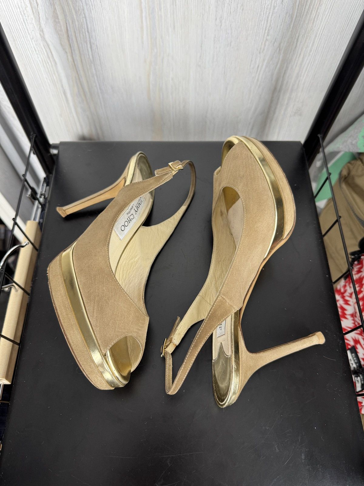 Jimmy Choo JIMMY CHOO Suede Mirrored Platform Open Toe Heels Pumps 7.5 Size US 7.5 / IT 37.5 - 8 Thumbnail