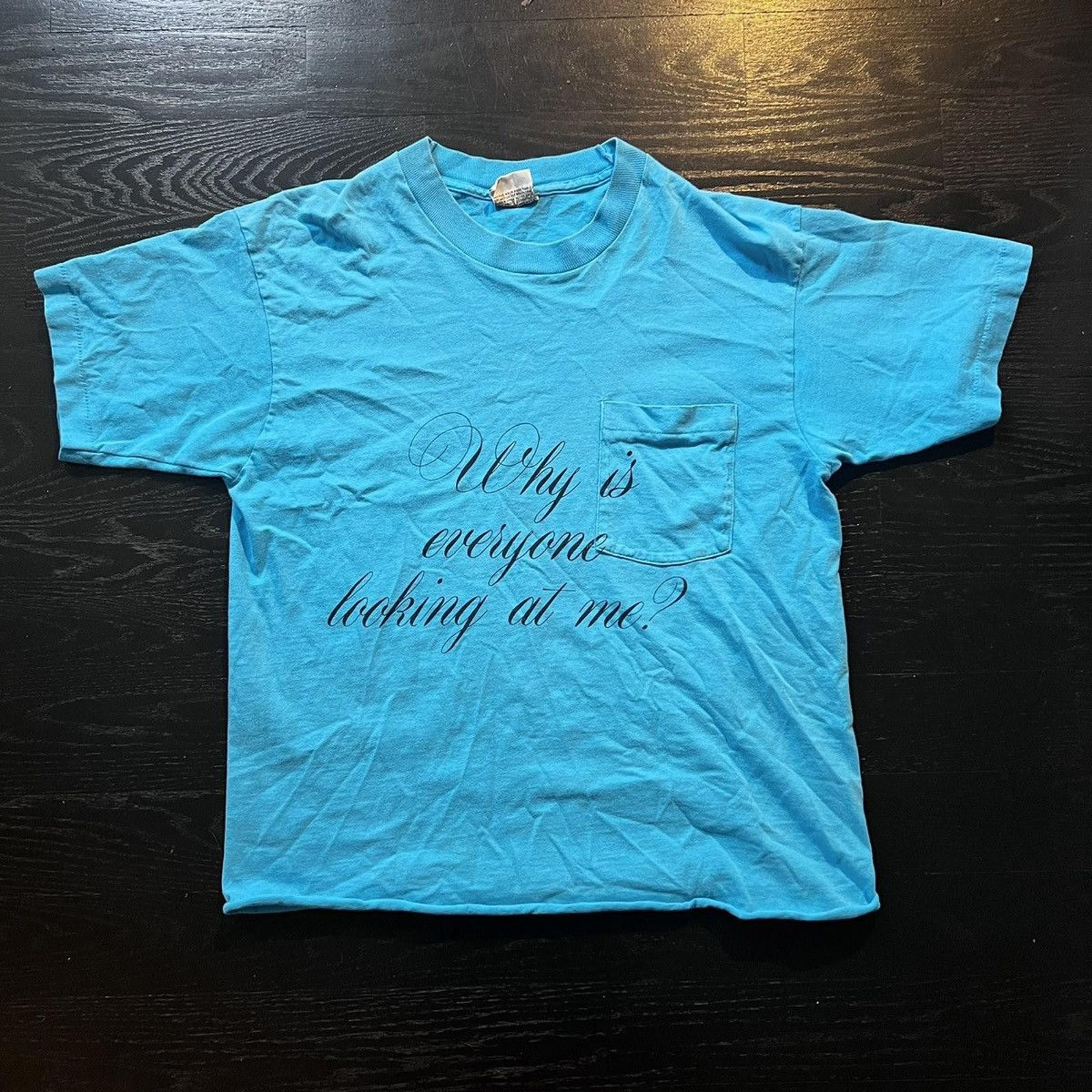 Vintage Vintage Blue “Why is Everyone Looking at Me?” T-Shirt Size US M / EU 48-50 / 2 - 2 Thumbnail