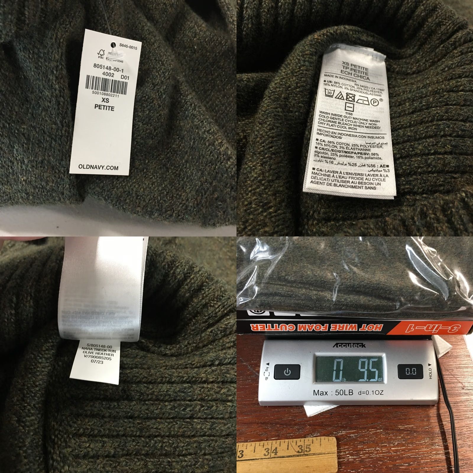 Old Navy Old Navy Turtle Neck Sweater Womens XS Green Cotton Blend Long Sleeve NEW Size XS / US 0-2 / IT 36-38 - 10 Thumbnail