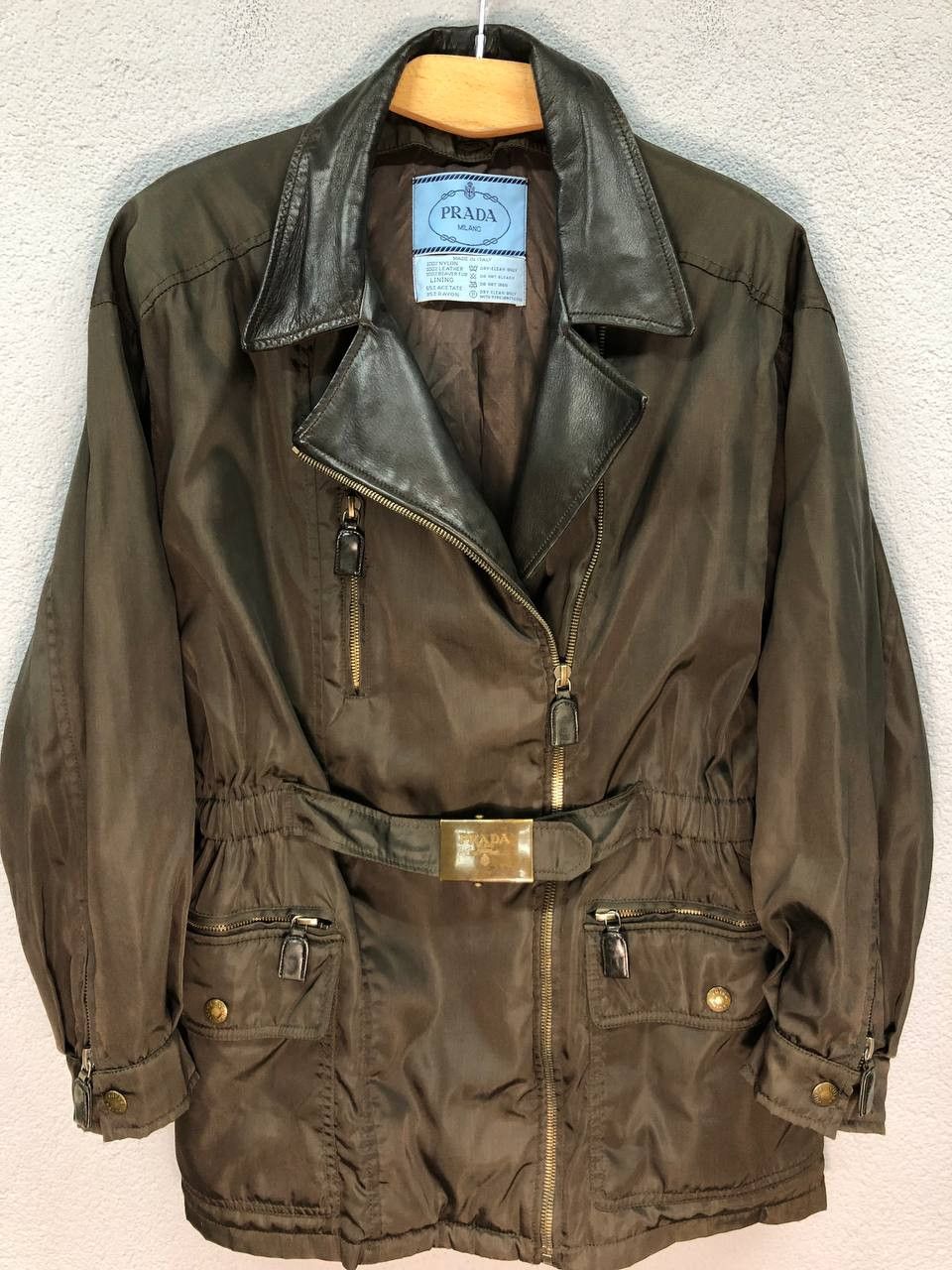 Prada vintage F/W 1994 Prada Milano womens jacket leather nylon L