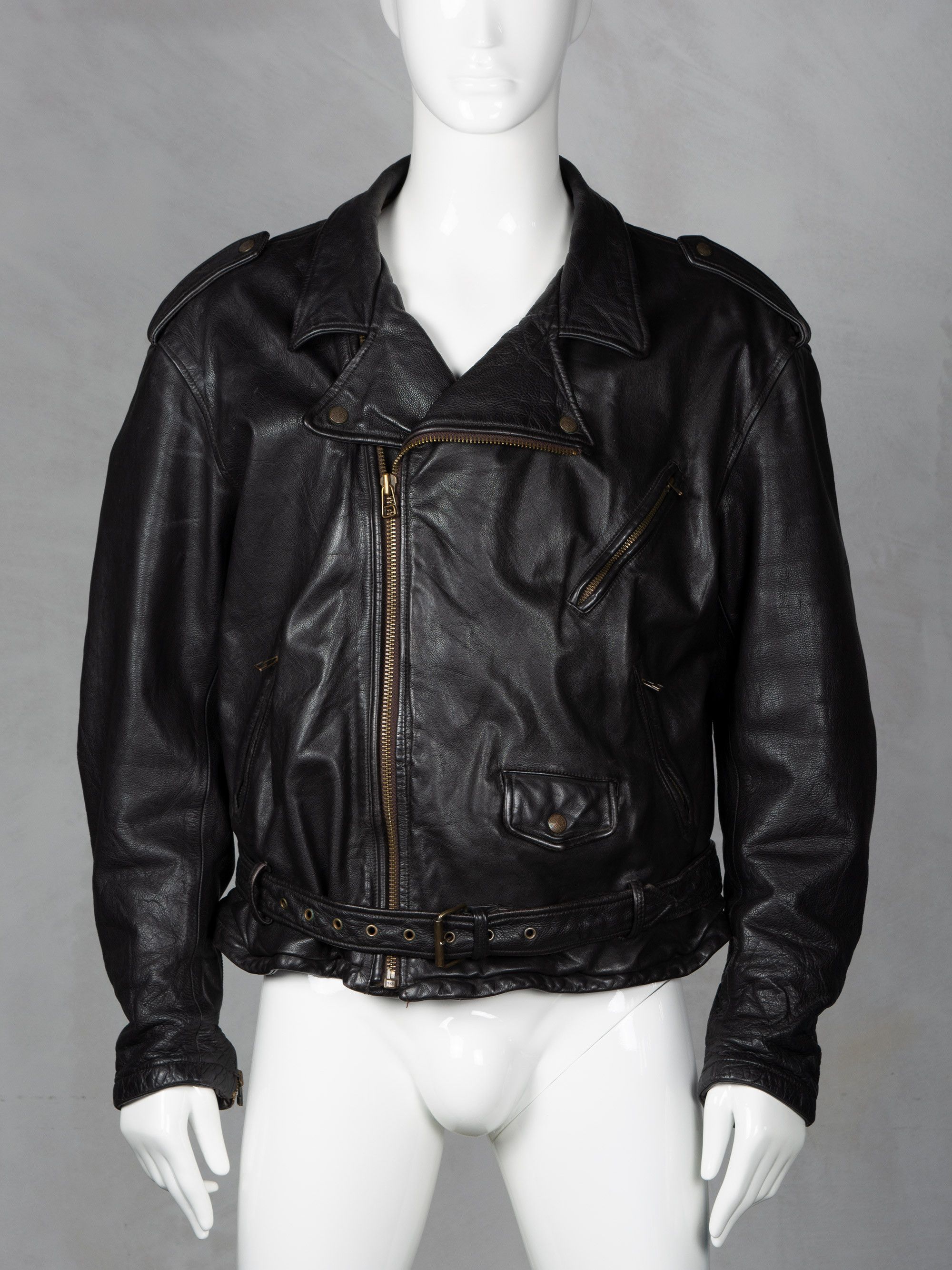 Emporio Armani ARCHIVE VINTAGE LEATHER BOMBER BIKER JACKET