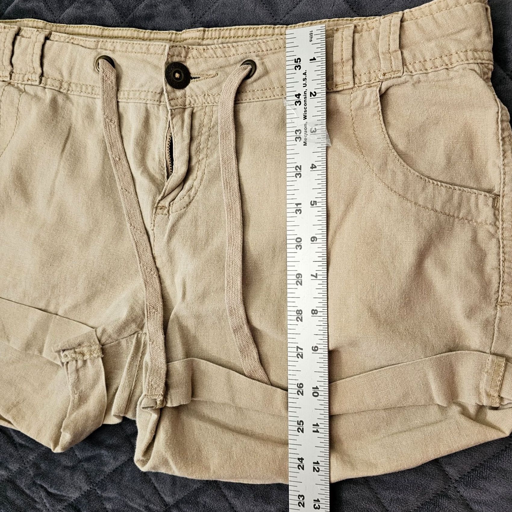 Route 66 Route 66 Women Linen Shorts Size 10 Beig e Casual Outdoor Beach Shorts Beige Women) Size 32" / US 10 / IT 46 - 4 Thumbnail