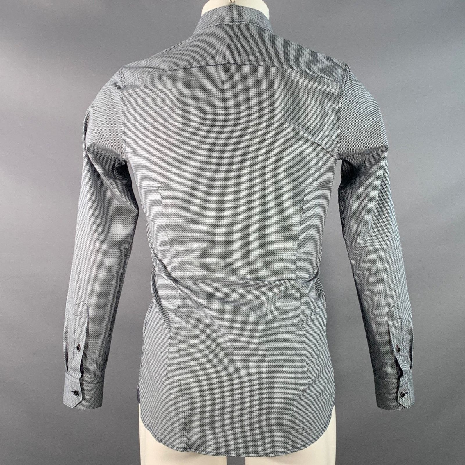 Ted Baker Femme Navy White Geometric Cotton Spread Collar Long Sleeve Size US XS / EU 42 / 0 - 4 Thumbnail