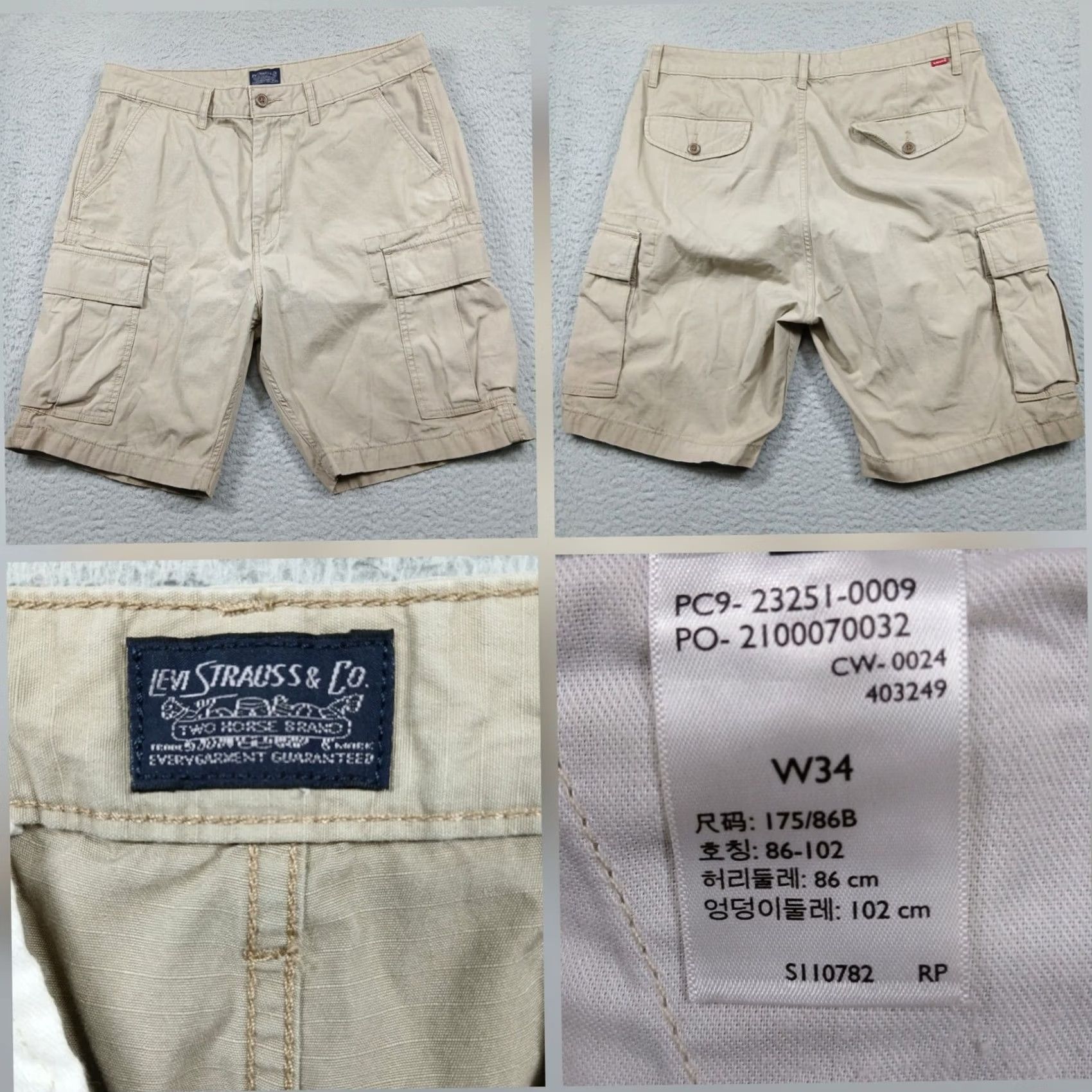 Levi's Levi'S Shorts Mens 34 Beige Cargo Tan Khaki Cotton Chino Utility Pockets Casual Size US 34 / EU 50 - 2 Thumbnail
