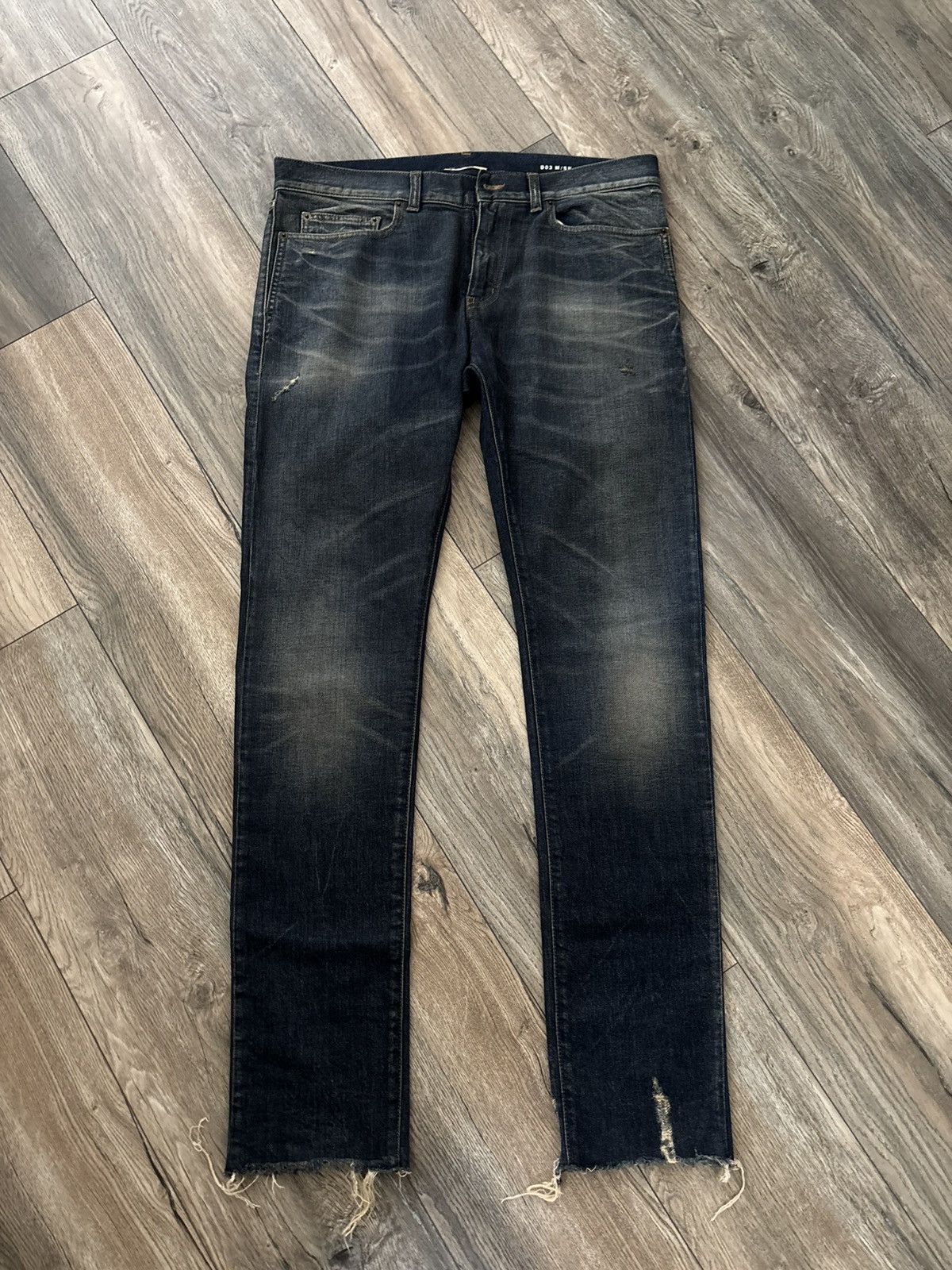 Saint laurent d03 skinny distressed hem jeans