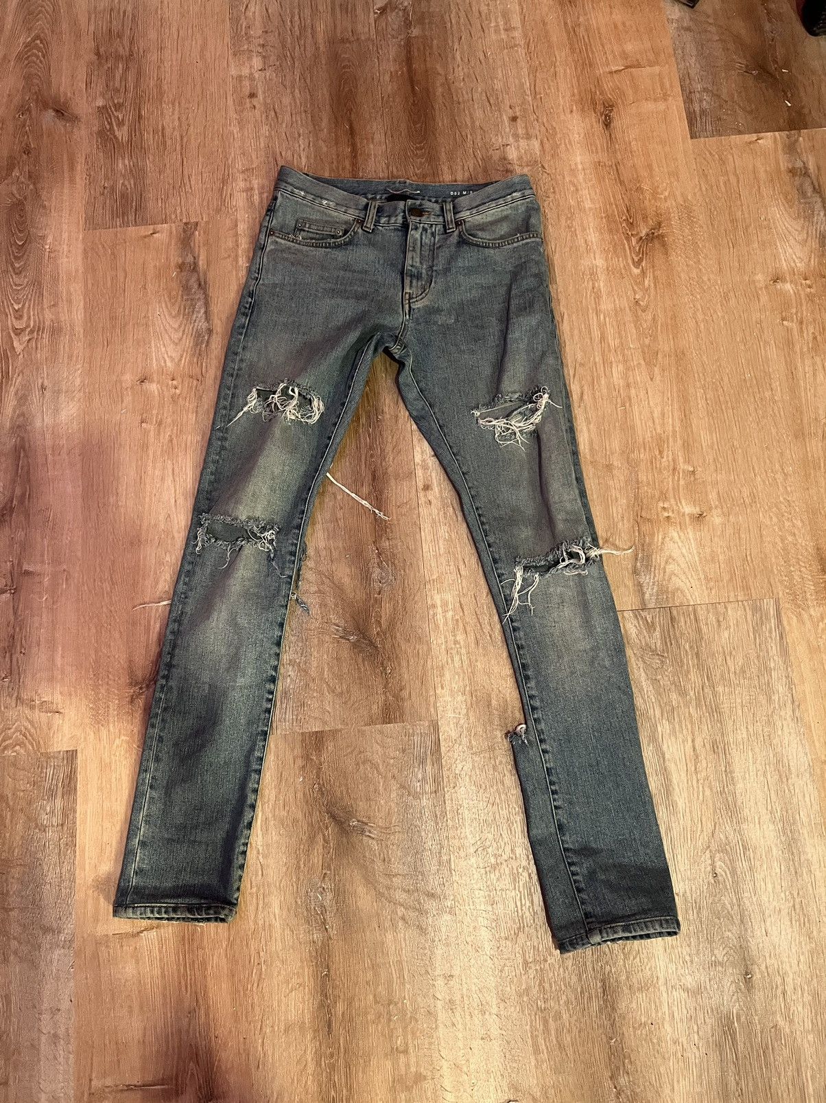 image of Hedi Slimane x Saint Laurent Paris 2014 D02 Trash Denim Jeans in Blue, Men's (Size 28)