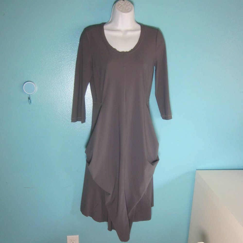 Ports 1961 Porto 0 (US Size S 2 / 4) Gray Stretch 3/4 Sleeve Knee Lengt Size S / US 4 / IT 40 - 1 Thumbnail