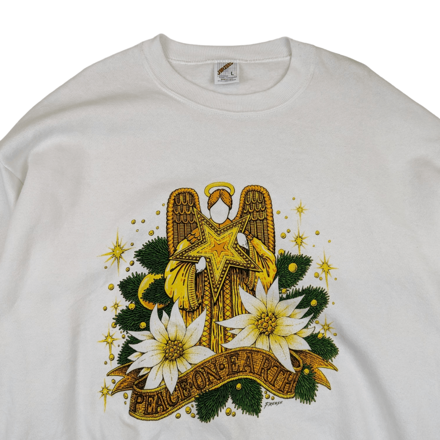 Jerzees Vintage 90's JERZEES Peach On Earth Cross Angel Sweatshirt Size US L / EU 52-54 / 3 - 4 Thumbnail