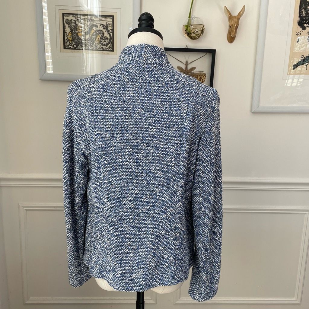 Other NWT Talbots Blue Tweed Open Front Jacket Blazer Cardigan $17 Size M / US 6-8 / IT 42-44 - 2 Thumbnail