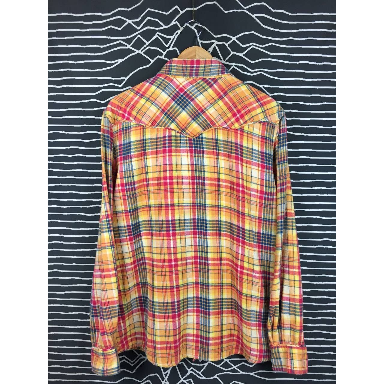 Flannel × Vintage × Wrangler Vtg Wrangler Western Snap Button Plaid Flannel Shirt Size US L / EU 52-54 / 3 - 6 Thumbnail