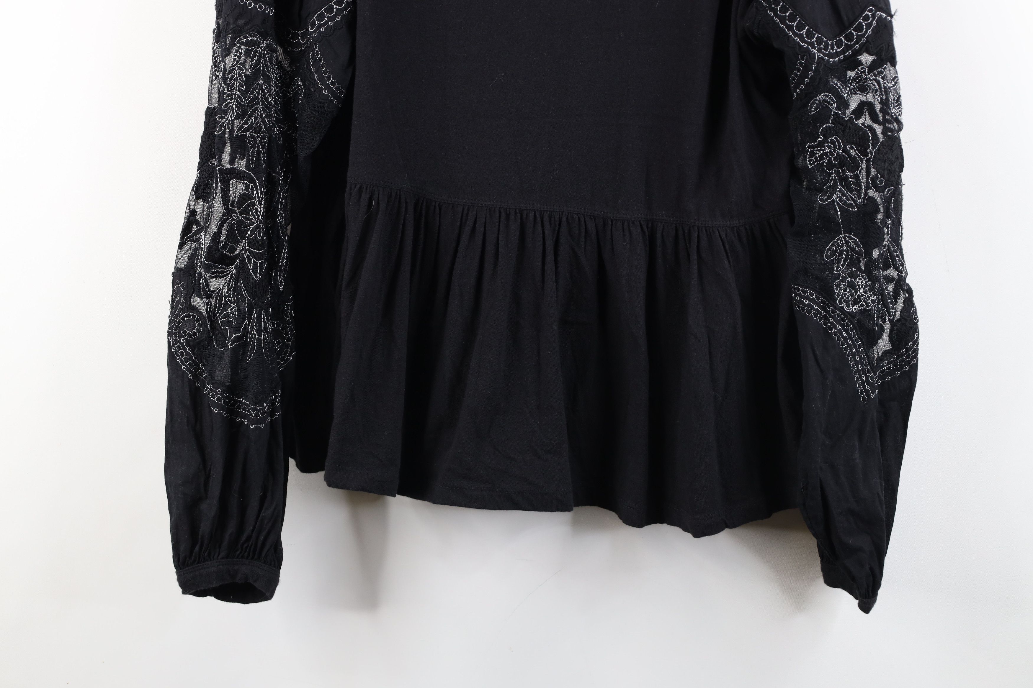 Free People × Vintage Free People Chic Ruffled Lace Flower Puff Sleeve Shirt Top Size S / US 4 / IT 40 - 3 Thumbnail