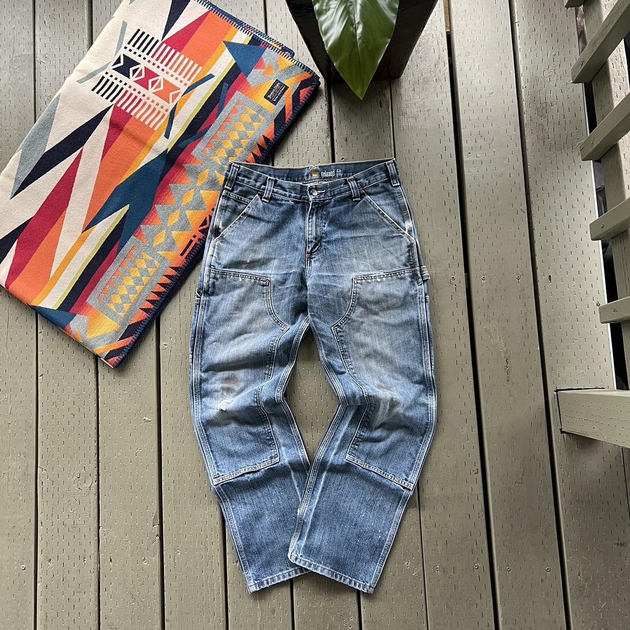 Carhartt Vintage Y2K Carhartt denim thrashed faded double knee pants Size US 30 / EU 46 - 4 Thumbnail