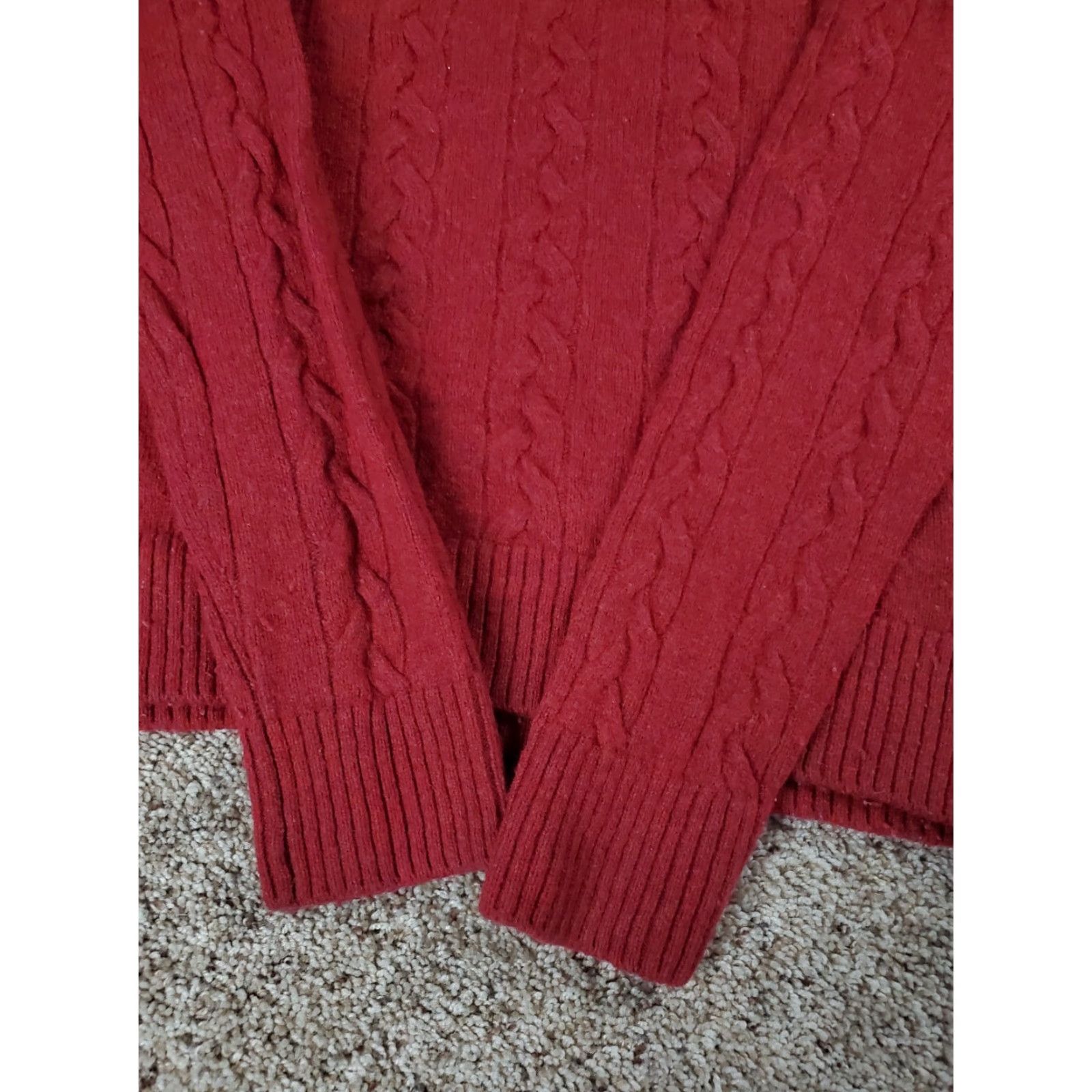 Abercrombie & Fitch Abercrombie & Fitch Sweater Large Red Womens Cable Knit Wool Blend Long Sleeve Crew Neck Pullover Casual Womens Size L / US 10 / IT 46 - 3 Thumbnail