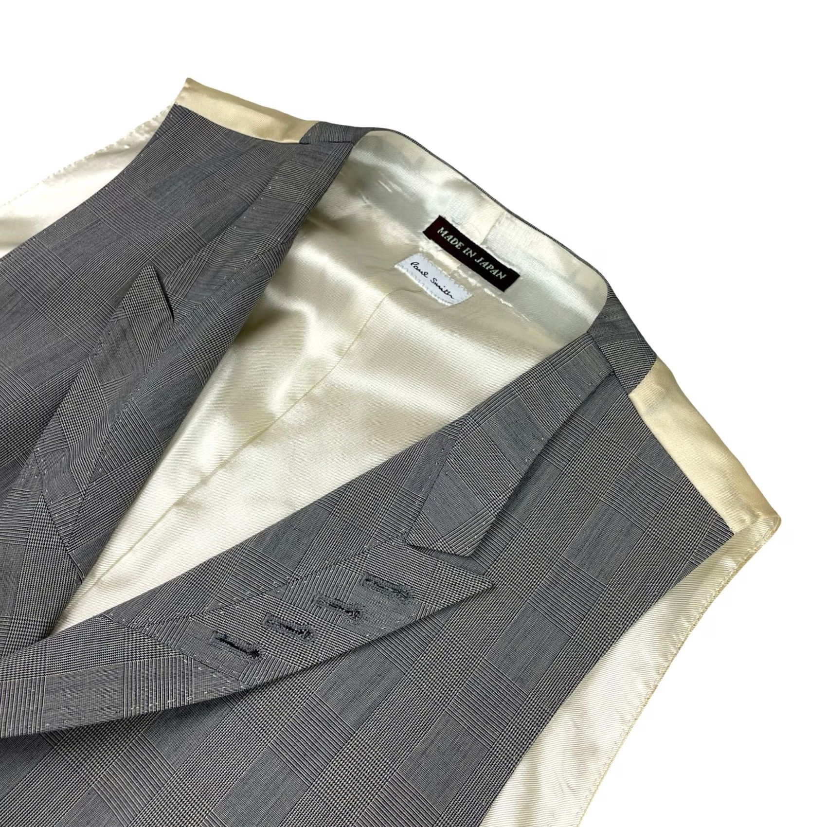 Paul Smith Paul Smith Men's Waistcoat Vest Formal Wool Plaid Gray/Beige 6-Button Notch Lapel Japan Medium Mens Vest Modern Suit Size US M / EU 48-50 / 2 - 2 Thumbnail