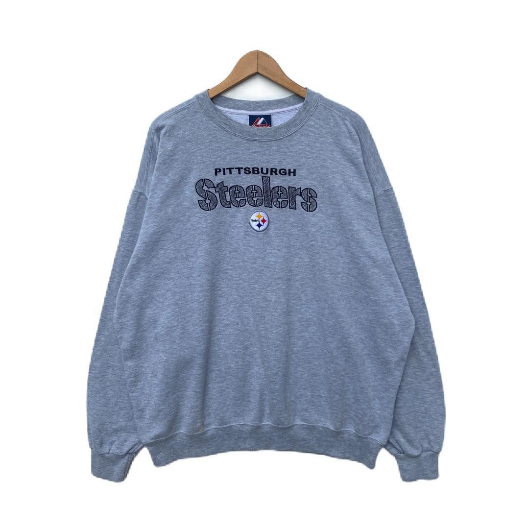 Image of Nfl x Vintage VTG Pittsburgh Steelers Sweatshirt Pullover Gray in Grey, Men's (Size 2XL)