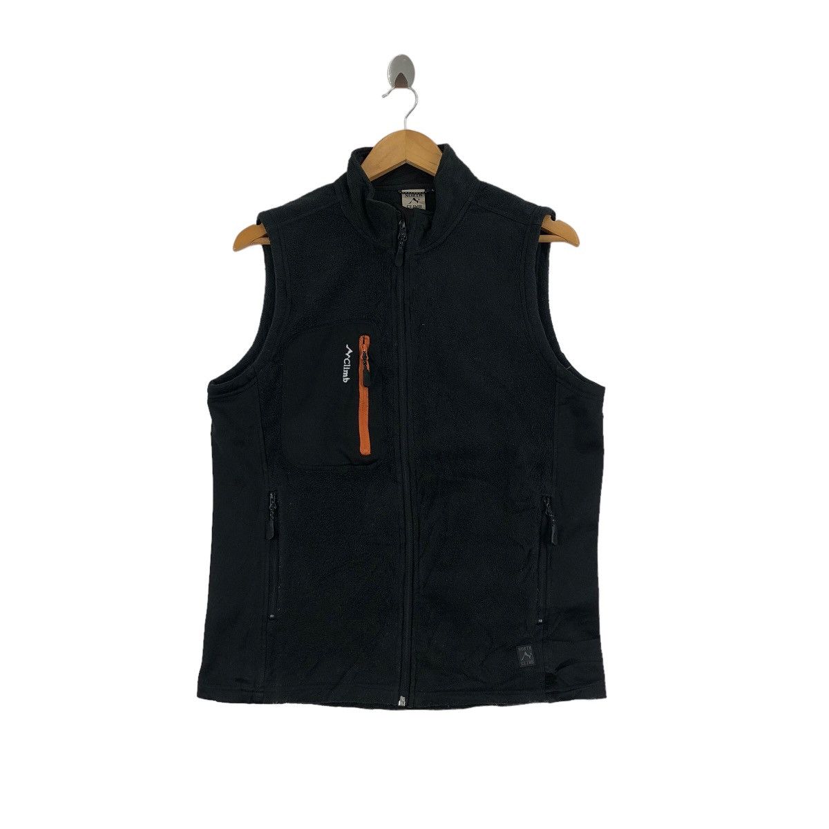 image of Outdoor Life x Vintage North Climb Fleece Vest Sleeveless Outdoor Camping Hiking in Black (Size Lar