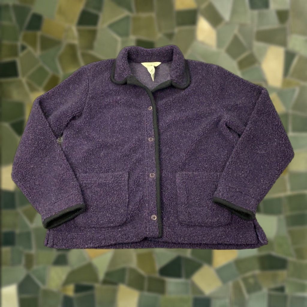 Vintage VINTAGE L.L. Bean Fleece Jacket Small Purple Casual Button Classic Petites Womens Size S / US 4 / IT 40 - 1 Thumbnail