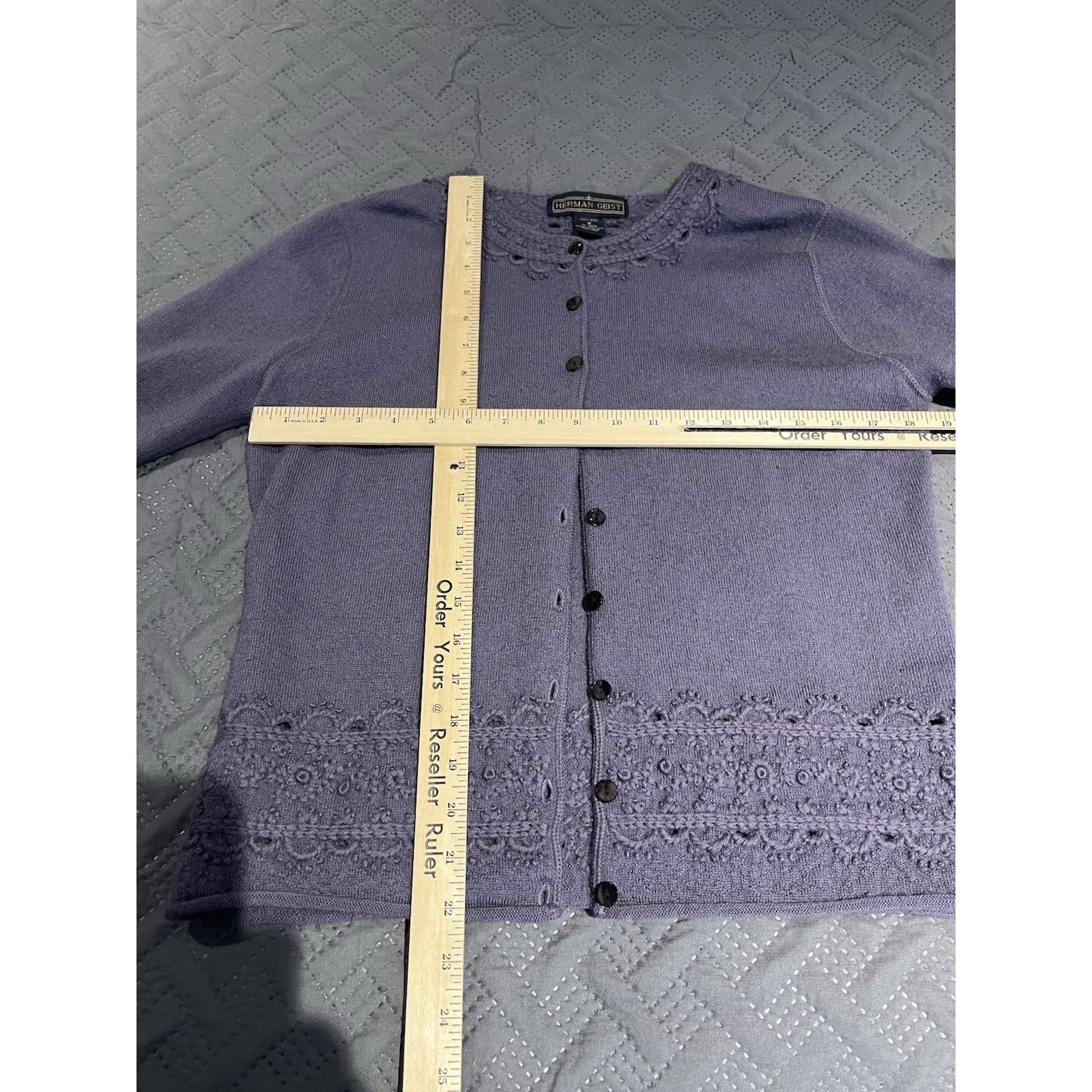 Other Vtg Herman Geist women's M purple 100% wool cardigan sweater Size M / US 6-8 / IT 42-44 - 3 Thumbnail