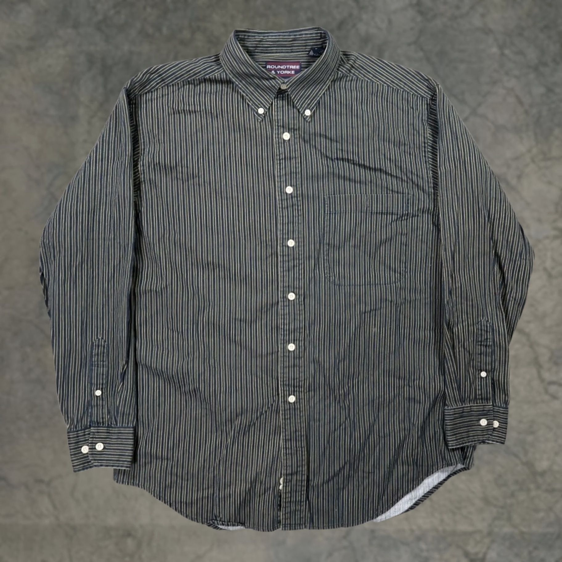 Roundtree & Yorke VINTAGE Roundtree & Yorke Button Up Shirt Mens Medium Green Striped Size US M / EU 48-50 / 2 - 1 Thumbnail