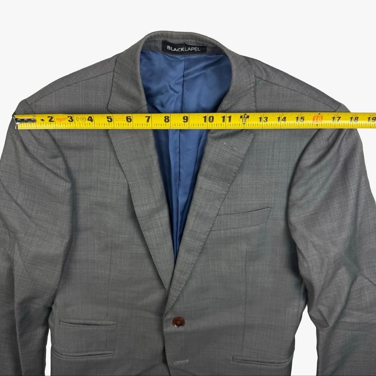 Other Black Lapel Men’s Bespoke Custom Slim 2-Button Blazer Gray • Size 36R - 5 Thumbnail