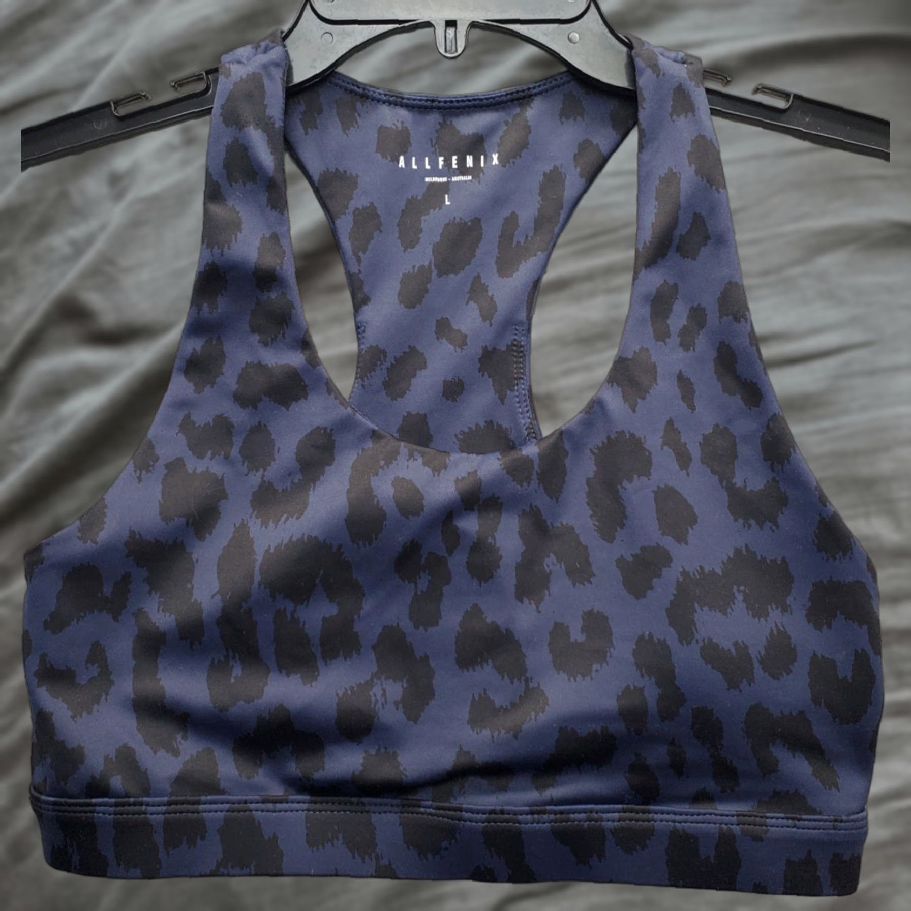 Vintage Allfenix Sports Bra Womens L Multi Leopard Print Stretch Athletic Racerback Size ONE SIZE - 1 Thumbnail