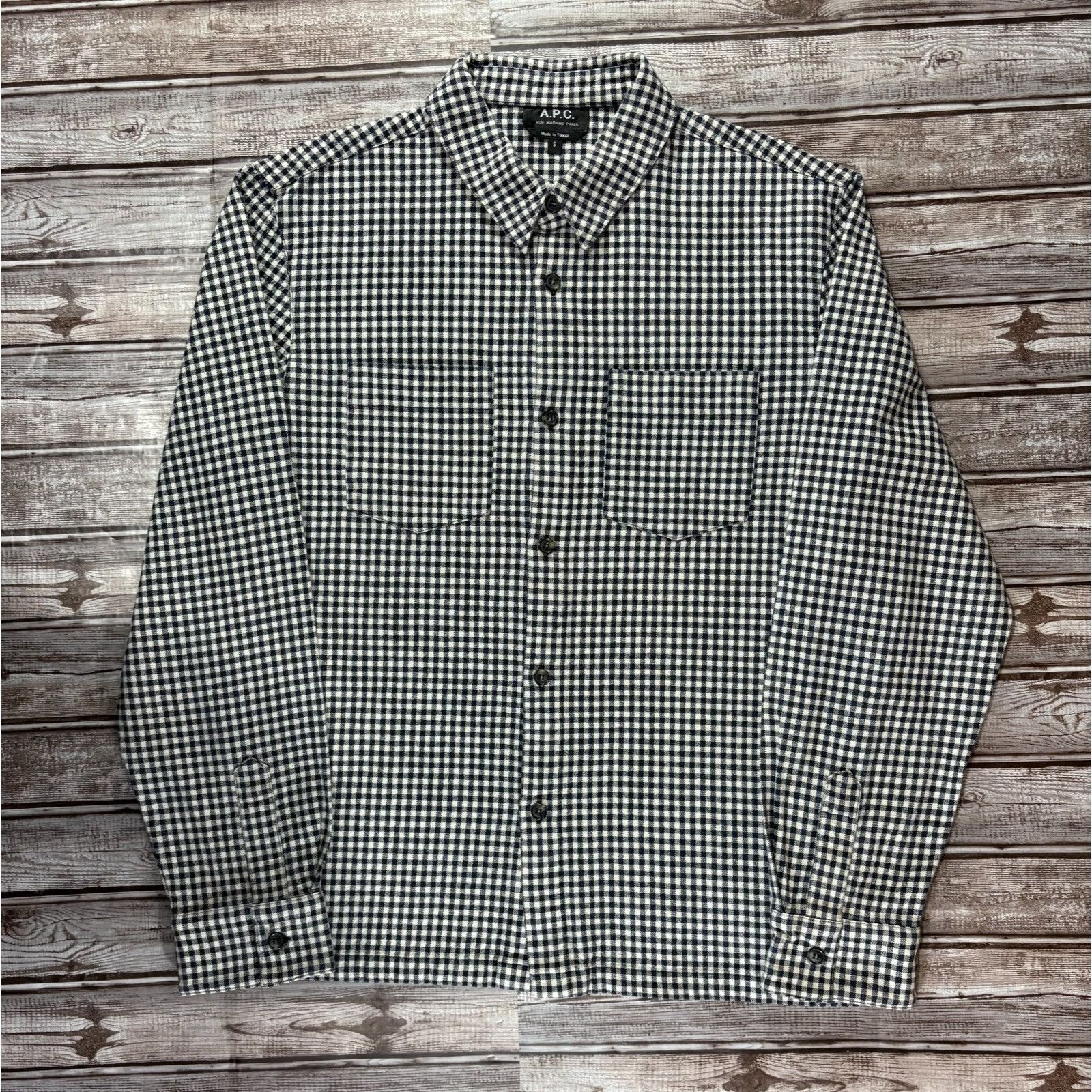 A.P.C. A.P.C. Rue Madame Paris Gingham Cotton Linen Blend overShirt Size US S / EU 44-46 / 1 - 3 Thumbnail