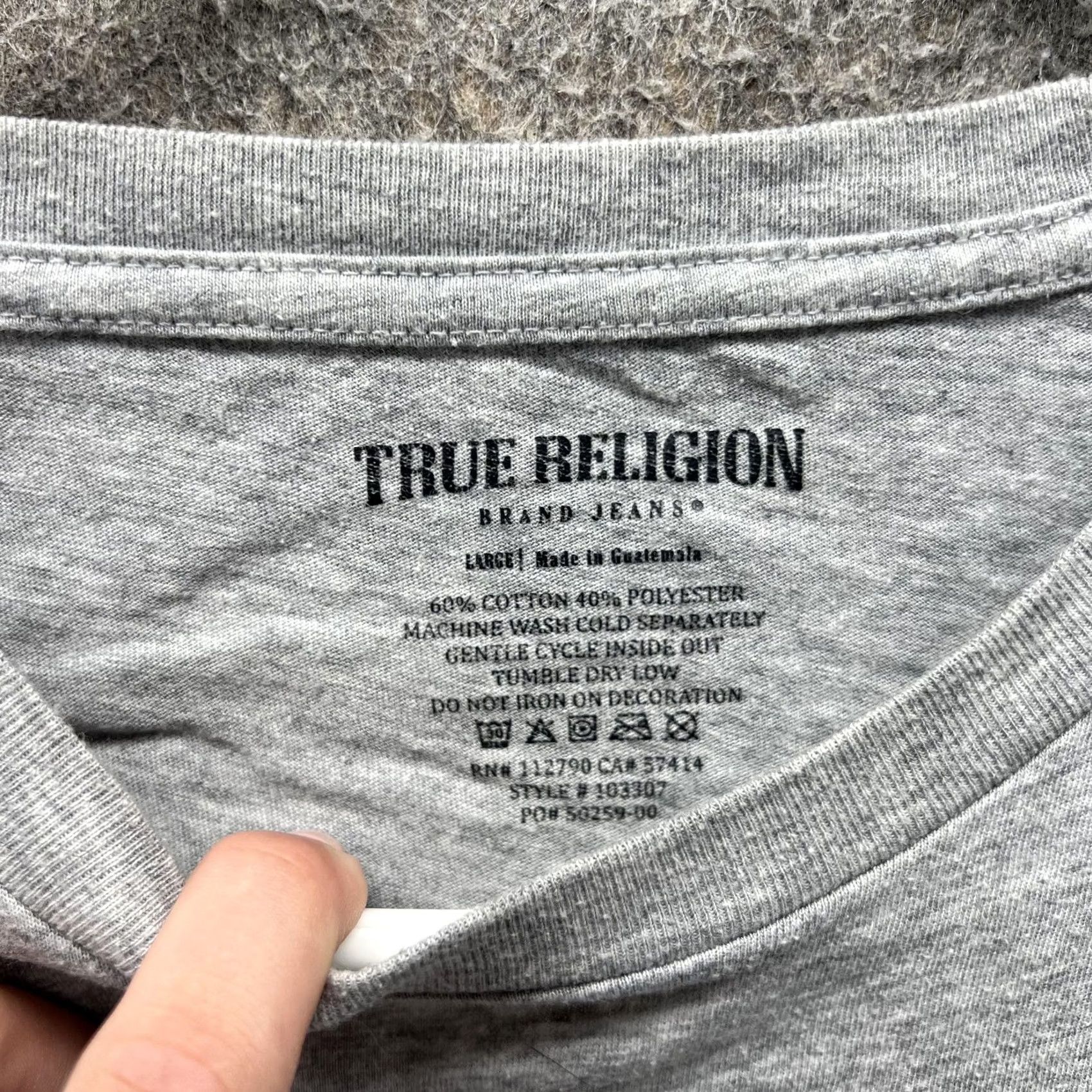 True Religion True Religion Shirt Mens Large Gray Buddha Guitar Graphic Tee Music Casual Shirt Size US L / EU 52-54 / 3 - 7 Thumbnail