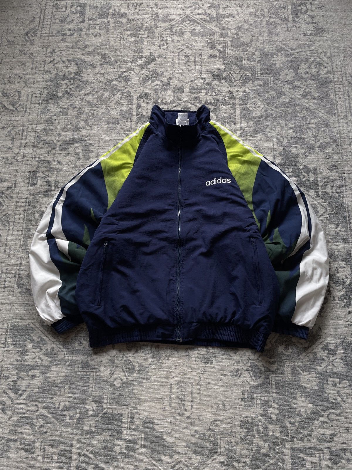 Adidas 💥Vintage Adidas 3 Stripes Woven Boxy Track Bomber Jacket 90s Size US L / EU 52-54 / 3 - 2 Thumbnail