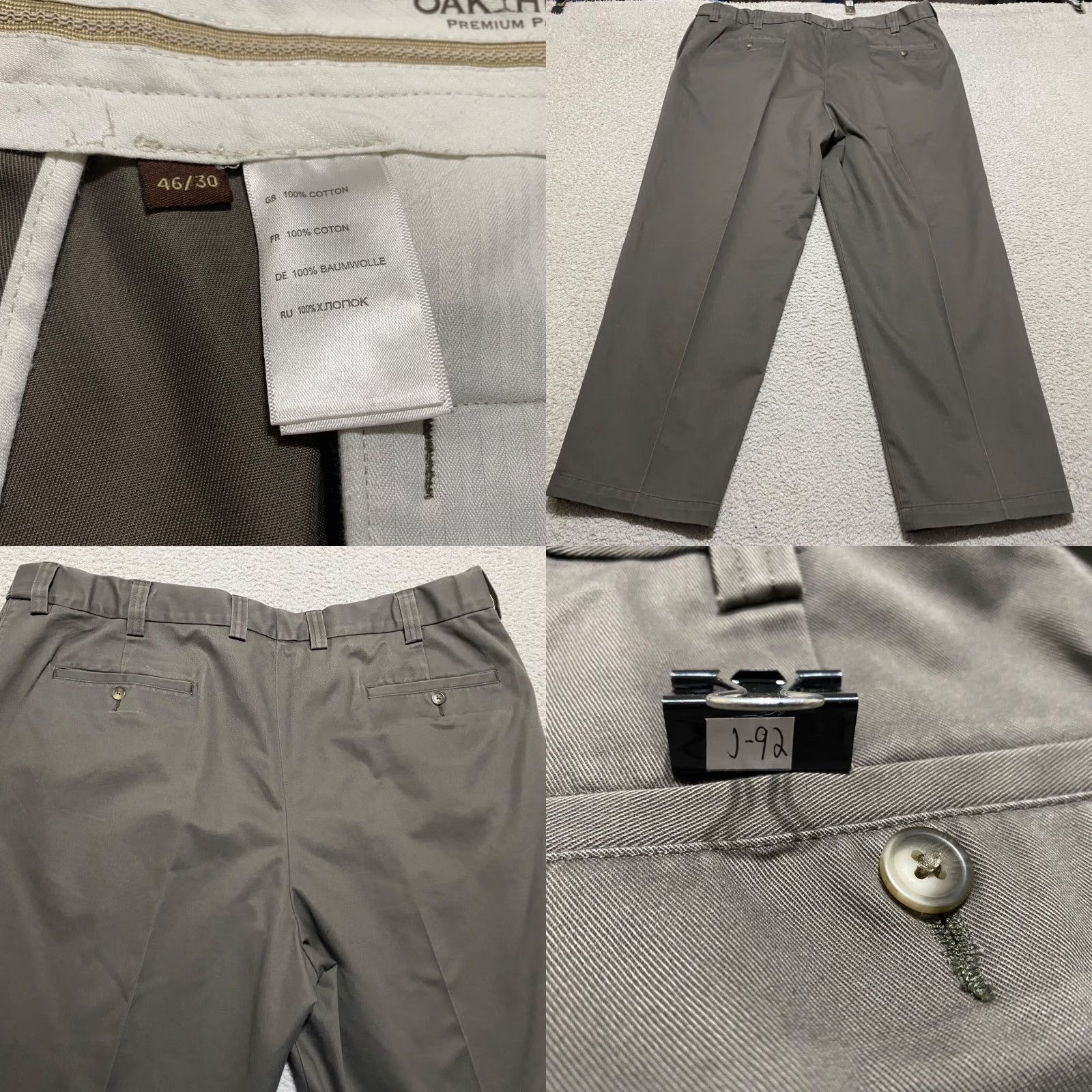 Vintage Oak Hill Men's Dress Pants 46x30 Gray Cotton Straight Leg Big & Tall Dress Pants Mens 46 Gray Oak Hill 29 Inseam Front Pleated Business Workwear Silk? Size US 30 / EU 46 - 8 Thumbnail