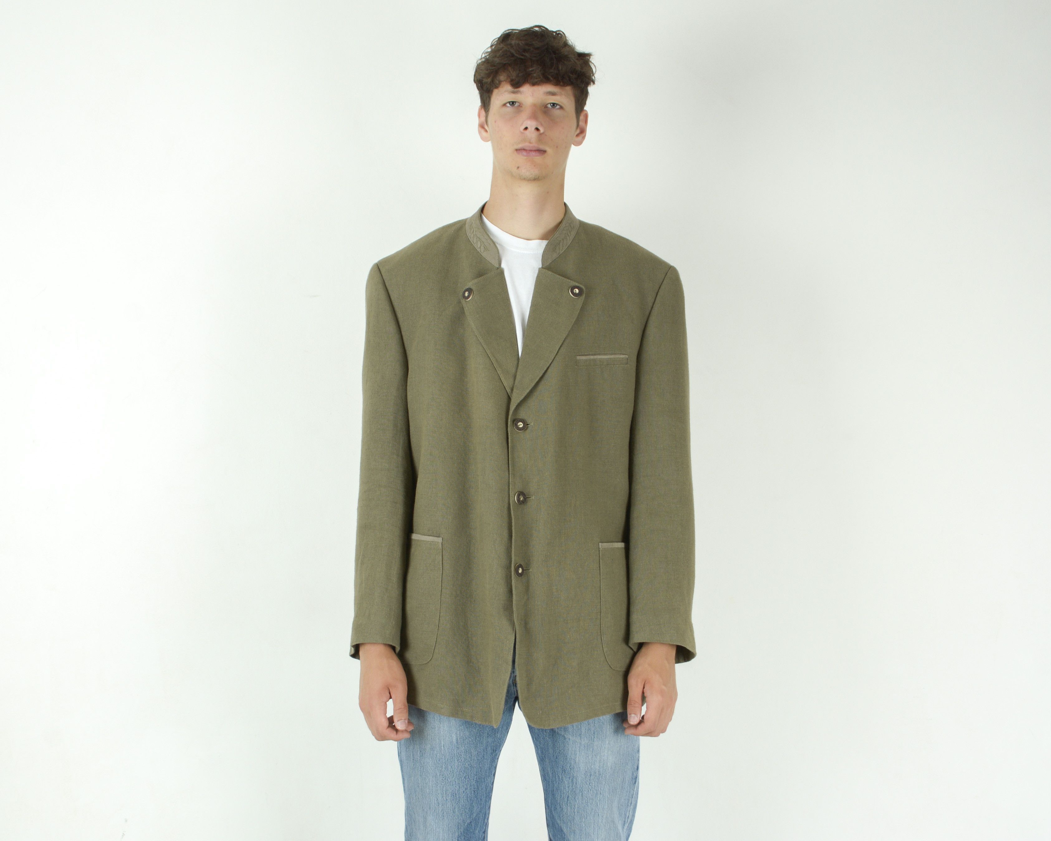 Vintage Landhaus Linen Trachten Mens UK 48S US Blazer Suit Jacket Size 48S - 1 Thumbnail