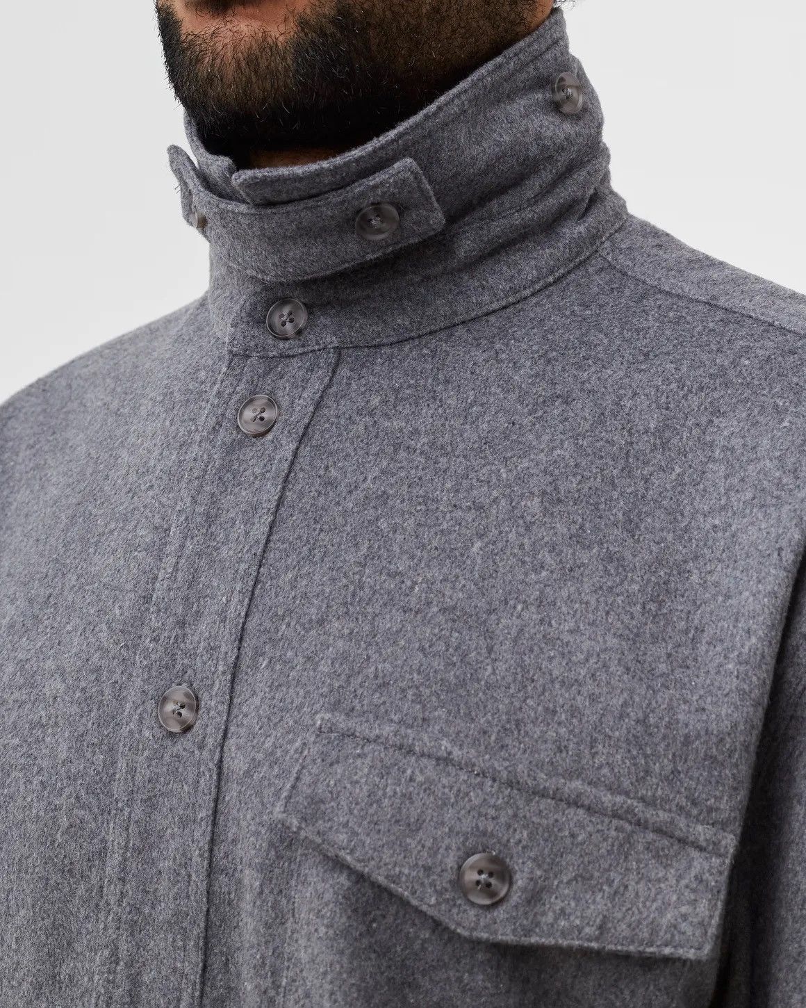 Han Kjobenhavn !DS! FW22 Han Kjobenhavn Wool Boxed Grey Overshirt Size US M / EU 48-50 / 2 - 6 Thumbnail