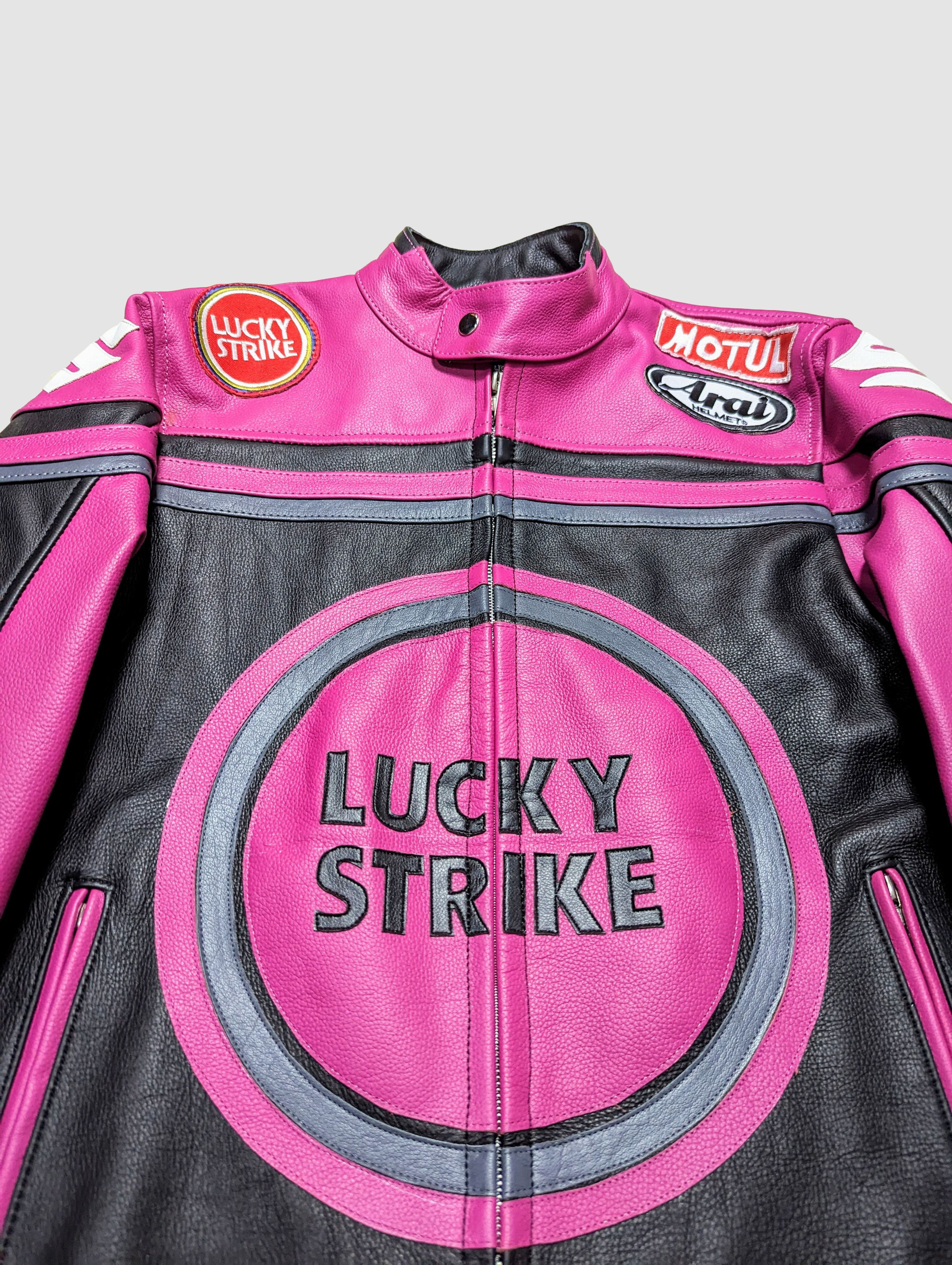 Other LUCKY STRIKE Rare Vintage PINK 90s Leather Jacket Size US XL / EU 56 / 4 - 5 Thumbnail