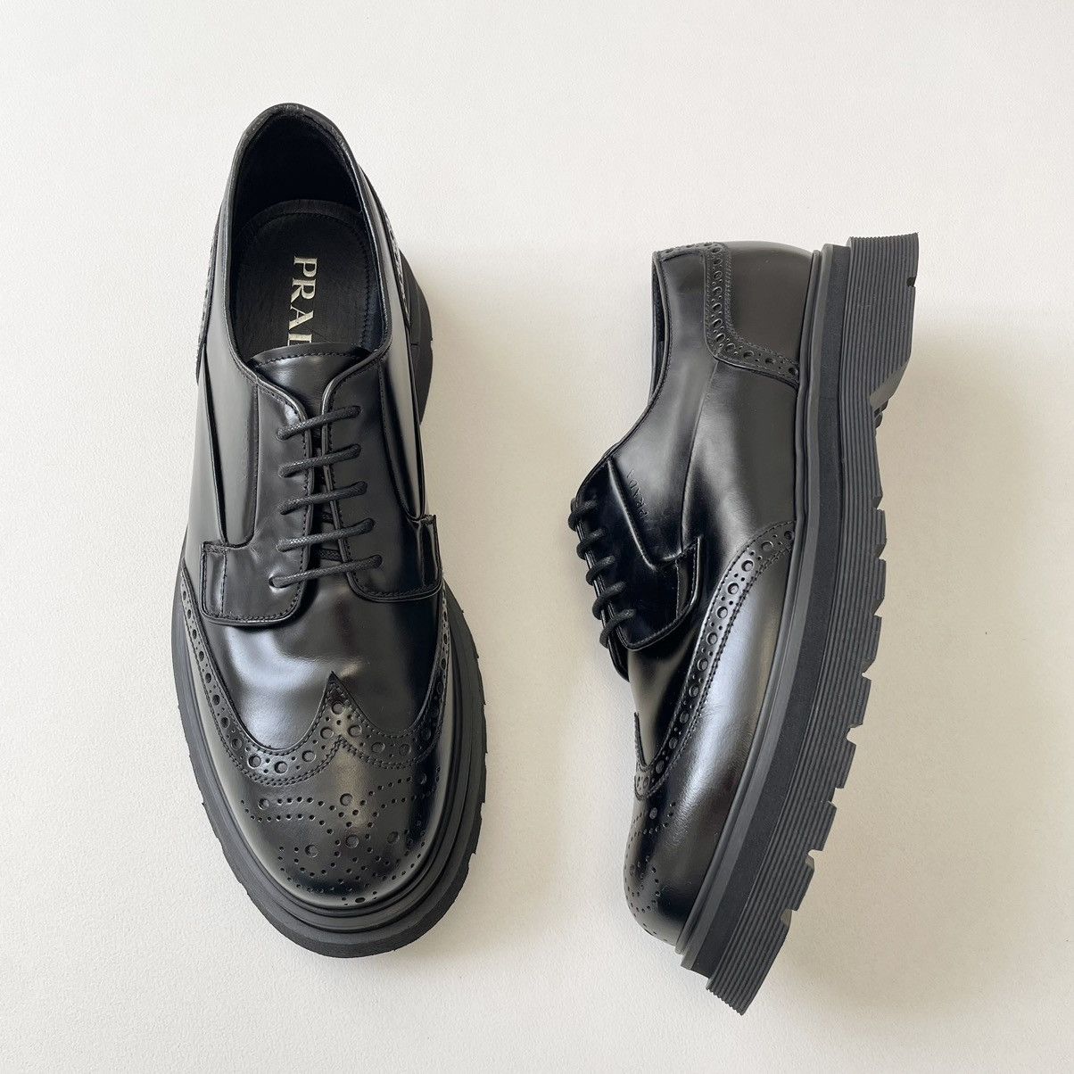 Prada A/W 19 Spazzolato Leather Brogue Shoes Size US 10 / EU 43 - 1 Thumbnail