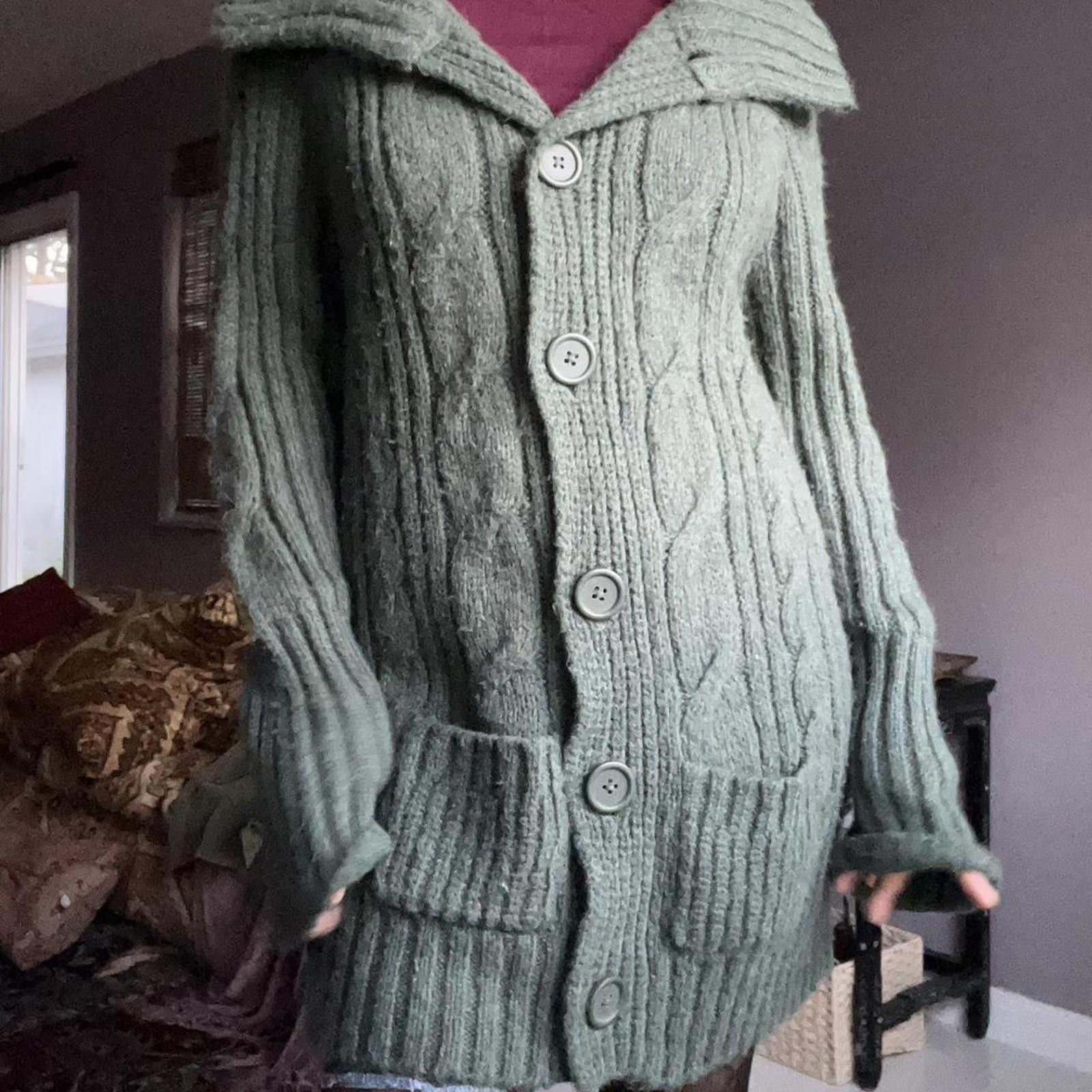 Mossimo Green knit cardigan with button-up front and collar Size XXL / US 16-18 / IT 52-54 - 2 Thumbnail