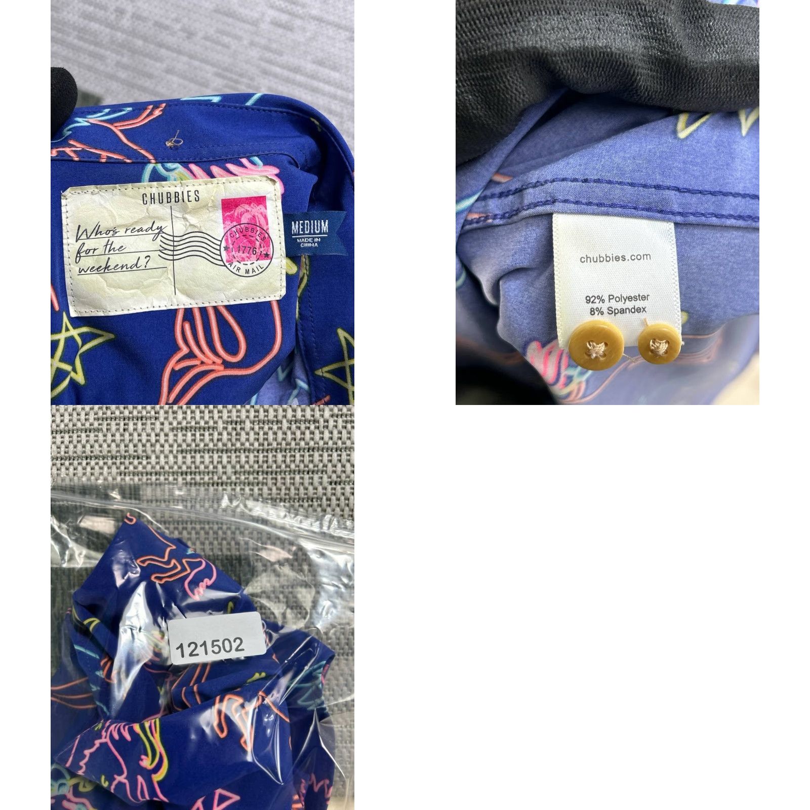 Chubbies Chubbies The Neon Lights Friday Shirt Mens Medium Blue Geometric Print Weekend Size US M / EU 48-50 / 2 - 8 Thumbnail