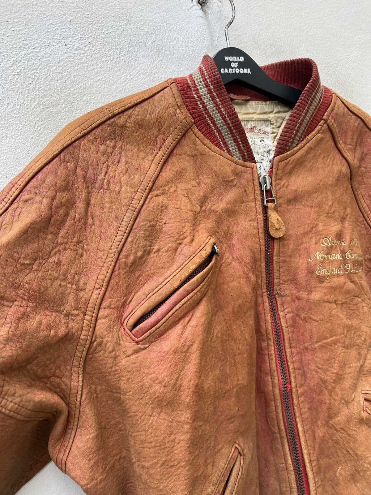 Avirex Vintage 80s 90s Avirex Trashed Leather Flight Bomber Jacket Size US L / EU 52-54 / 3 - 16 Thumbnail