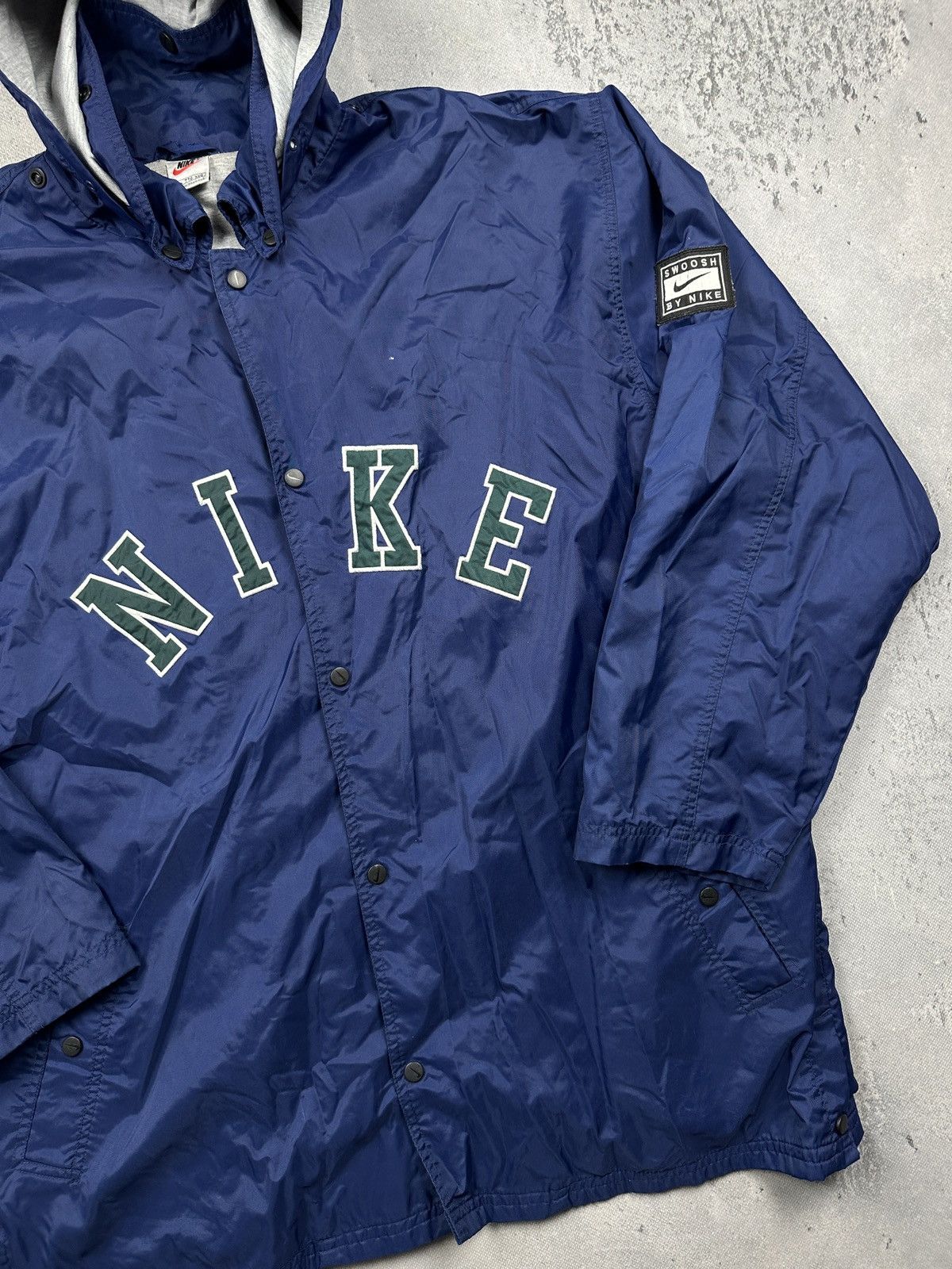 Nike Vintage Nike Swoosh Oversized Hooded Windbreaker Rain Jacket Size US XXL / EU 58 / 5 - 3 Thumbnail