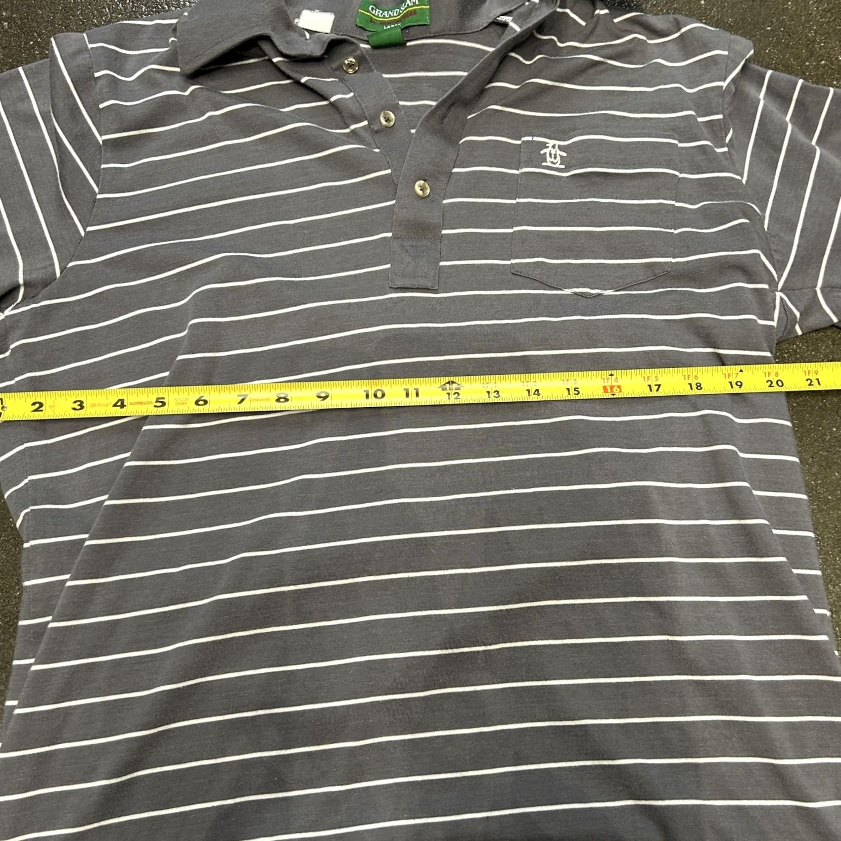 Vintage VINTAGE Grand Slam Polo Shirt Mens Large Gray Striped Pocket Golf Munsingwear Size US L / EU 52-54 / 3 - 5 Thumbnail