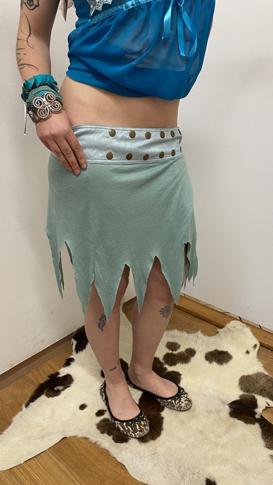 Vintage Fairy like turquoise asymmetric skirt Size 25" / US 0 / IT 36 - 1 Thumbnail