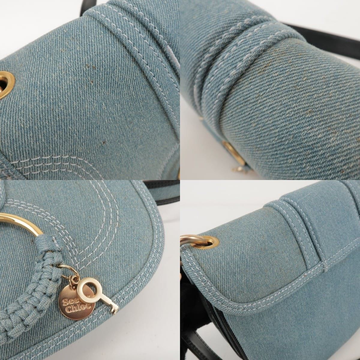 Chloe See by Chloe Hana Denim Shoulder Bag Blue Size ONE SIZE - 6 Thumbnail