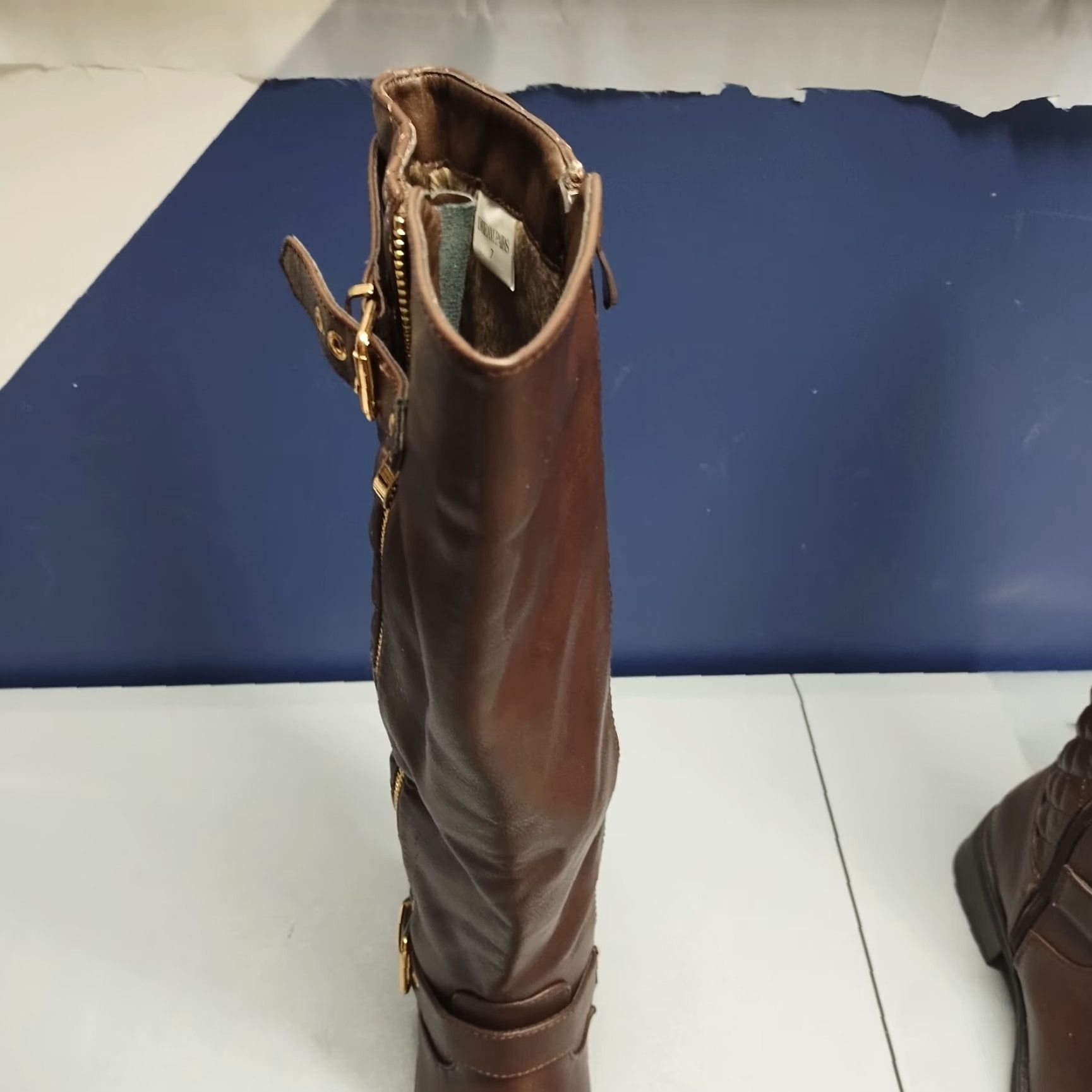 Talbots Dream Pairs Womens Size 7 Brown Lined Round Toe Knee High Boots with Side Zipper Size US 7 / IT 37 - 7 Thumbnail
