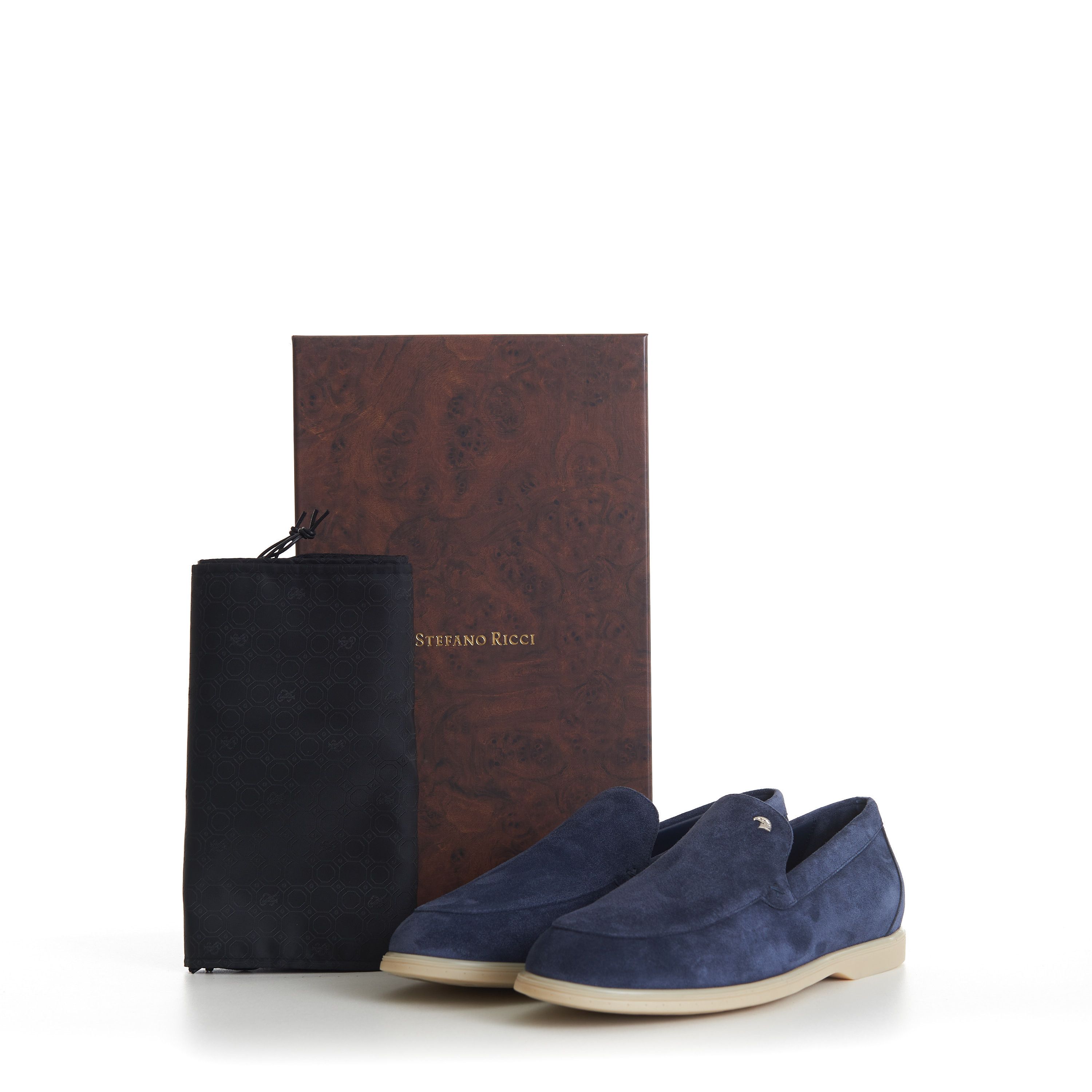 Stefano Ricci Blue Suede Slip-On Loafer - Eagle Head Application Size US 9 / EU 42 - 14 Thumbnail