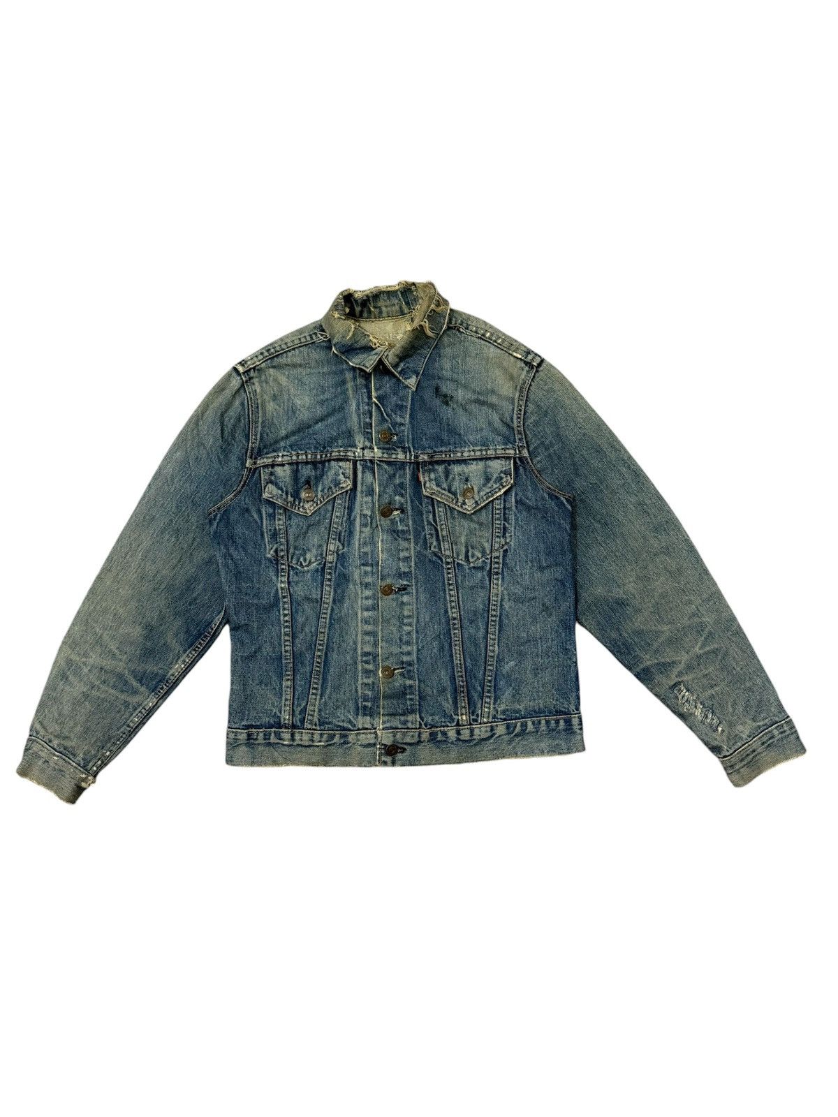 Jacket Jean Levis Big E Vintage 70s Levis Big E Distressed Trucker