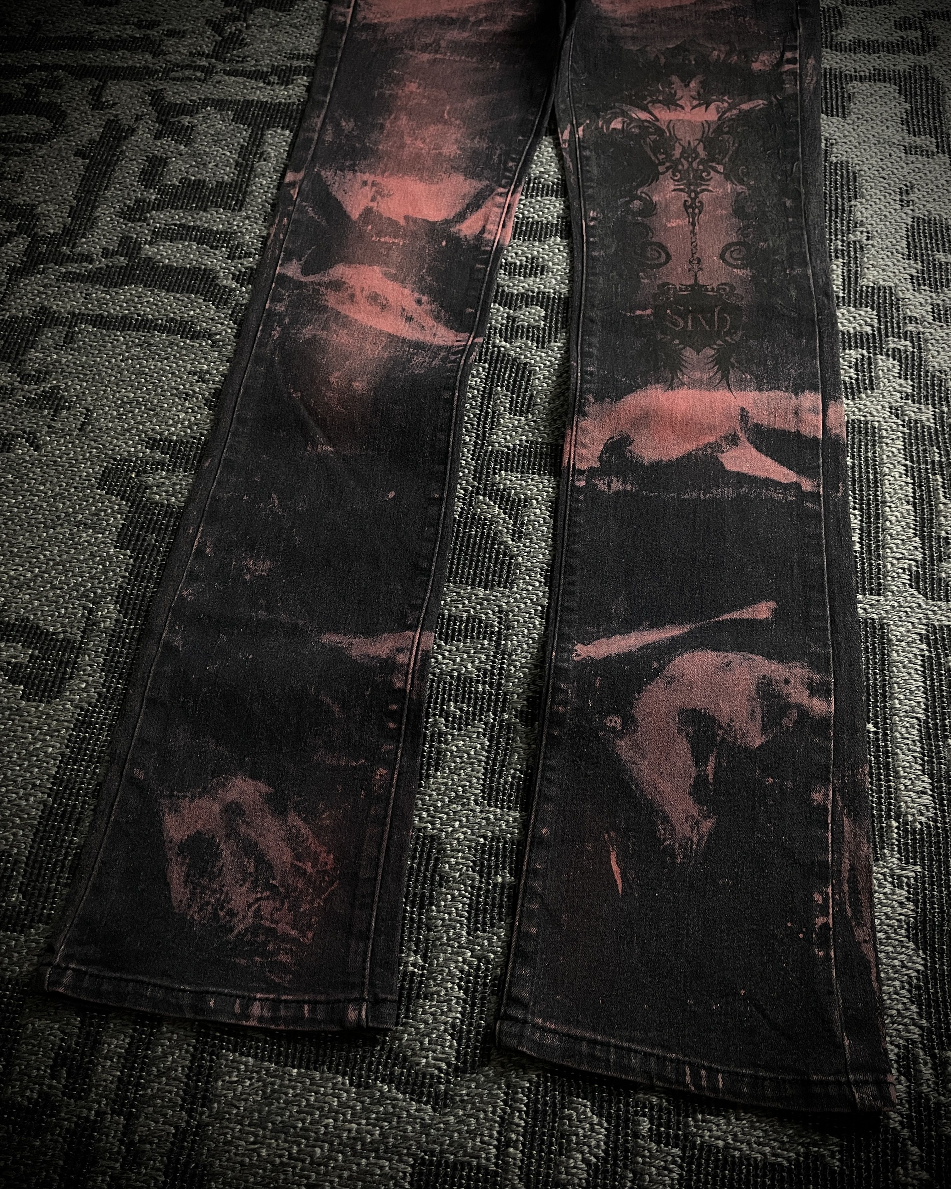 Japanese Brand Sixh Bloodwash Gothic Print Denim Size US 33 - 5 Thumbnail