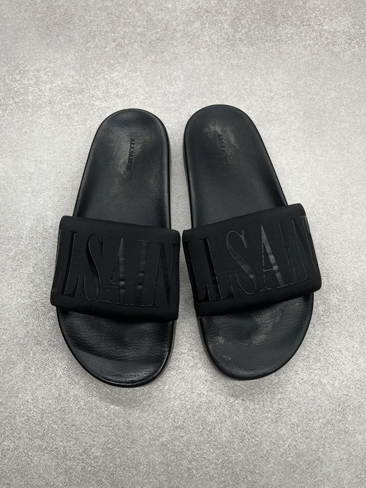 Allsaints Mens AllSaints Black Sliders Big Logo Size US 8 / EU 41 - 2 Thumbnail